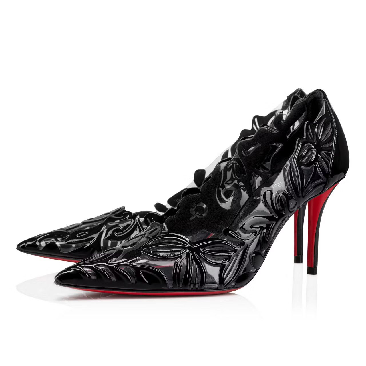 Christian Louboutin oc11z0525 Apostropha Petunia 80 Pvc Pumps in Black Size US 6 / IT 36 - 1 Thumbnail