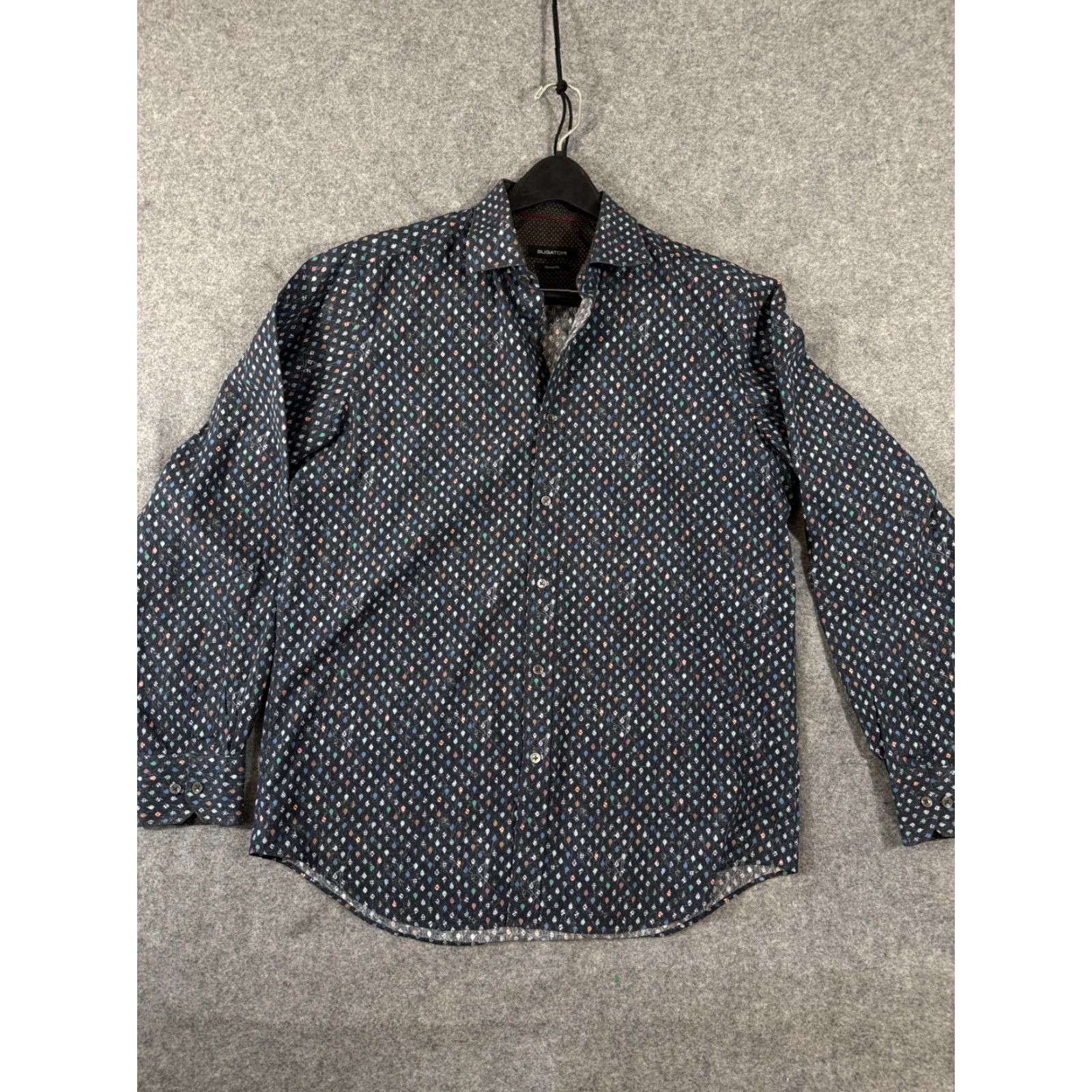 BUGATCHI Bugatchi Shirt Mens M Black All-Over Print Classic Fit Long Sleeve Button-Up Size US M / EU 48-50 / 2 - 3 Thumbnail