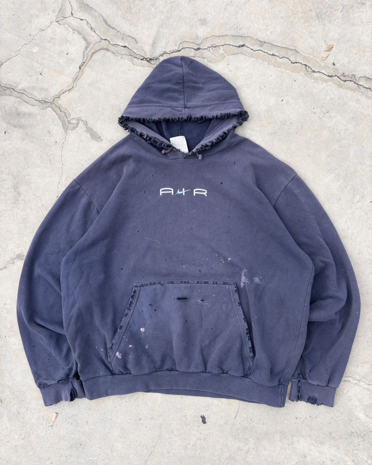 Nike Distressed Faded Nike Air Center Swoosh Hoodie Thrashed Size US L / EU 52-54 / 3 - 4 Thumbnail
