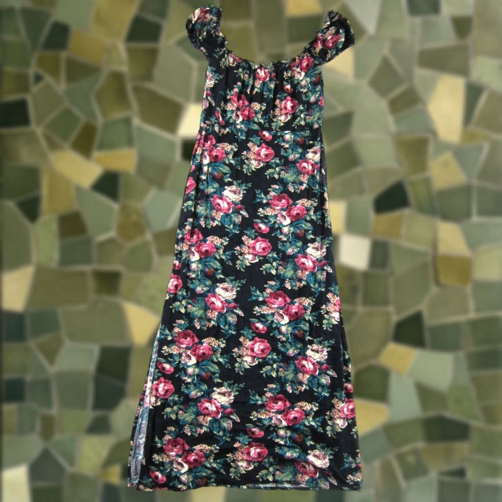 Pinko Augusta Rayon Black Pink Blue Floral Cap Sleeve Maxi Dress 6 Size M / US 6-8 / IT 42-44 - 1 Thumbnail