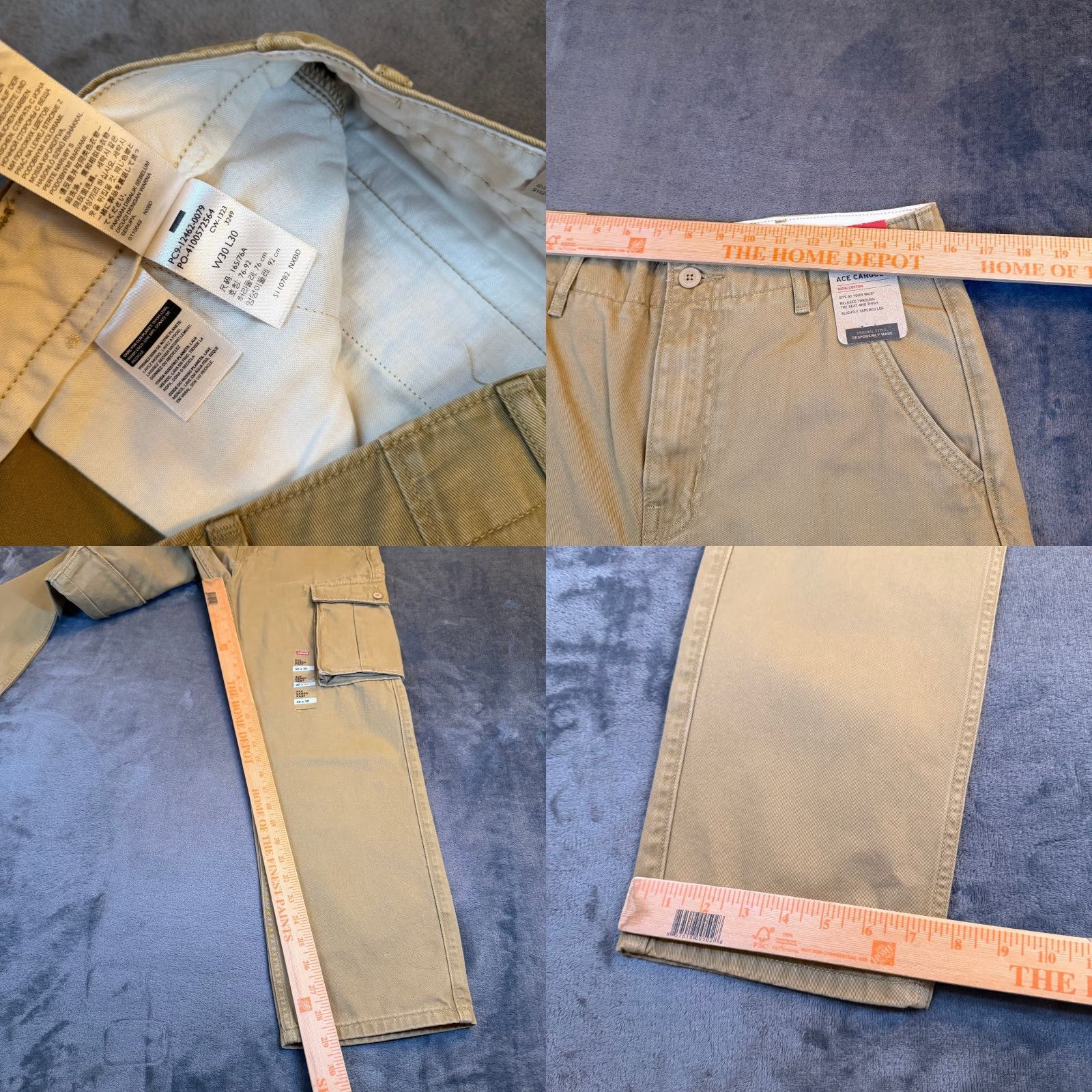 Levi's VINTAGE Levis Ace Cargo Pants Mens 30x30" Tan Khaki Relaxed Tapered Cotton NWT Size US 30 / EU 46 - 8 Thumbnail
