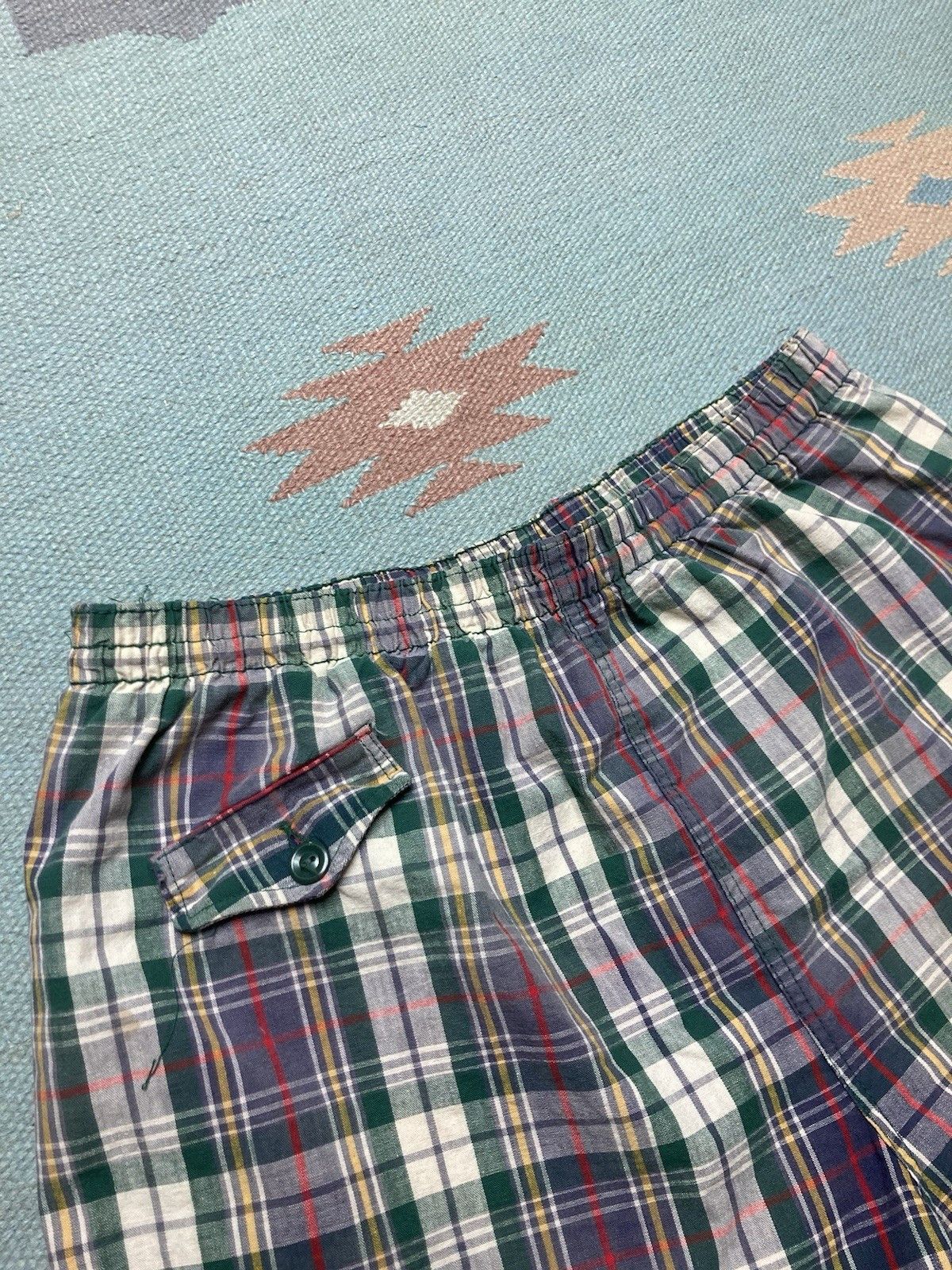 Vintage Vtg 1950s swim trunks shorts cotton plaid beach large Size US 28 / EU 44 - 4 Thumbnail