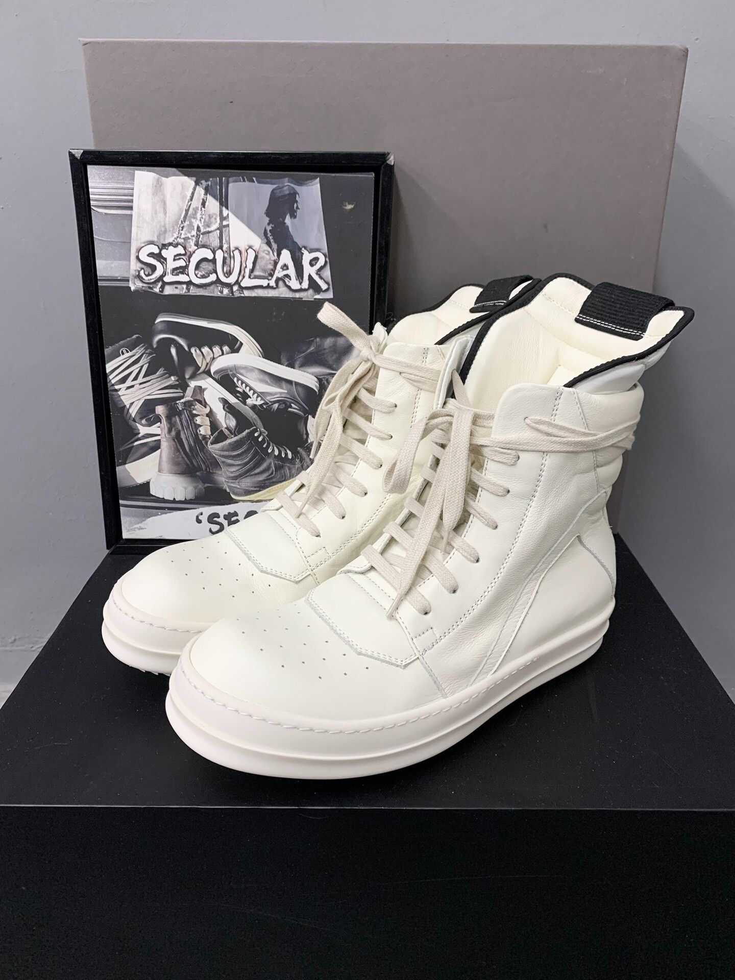 Rick Owens Rick Owens Geobaskets Black/Milk Size 7 Mens | Grailed