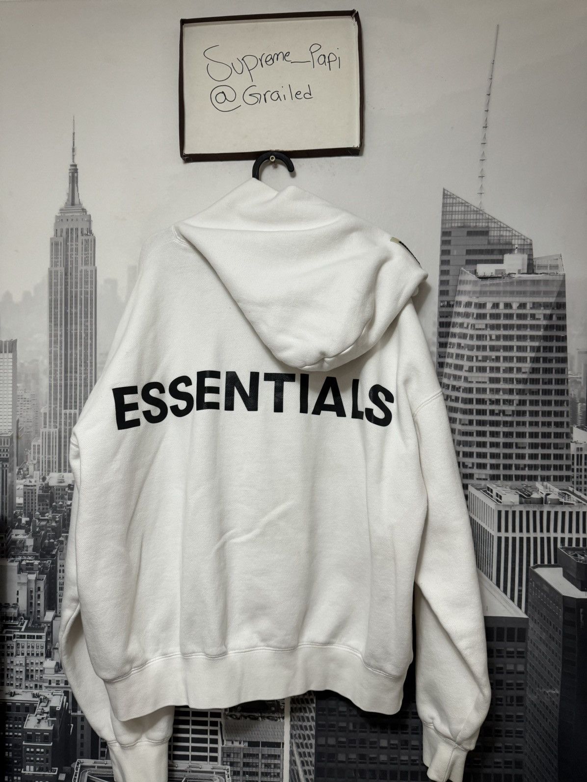 🔥Fear of God Essentials Boxy 3M Graphic Hoodie SZ Med White