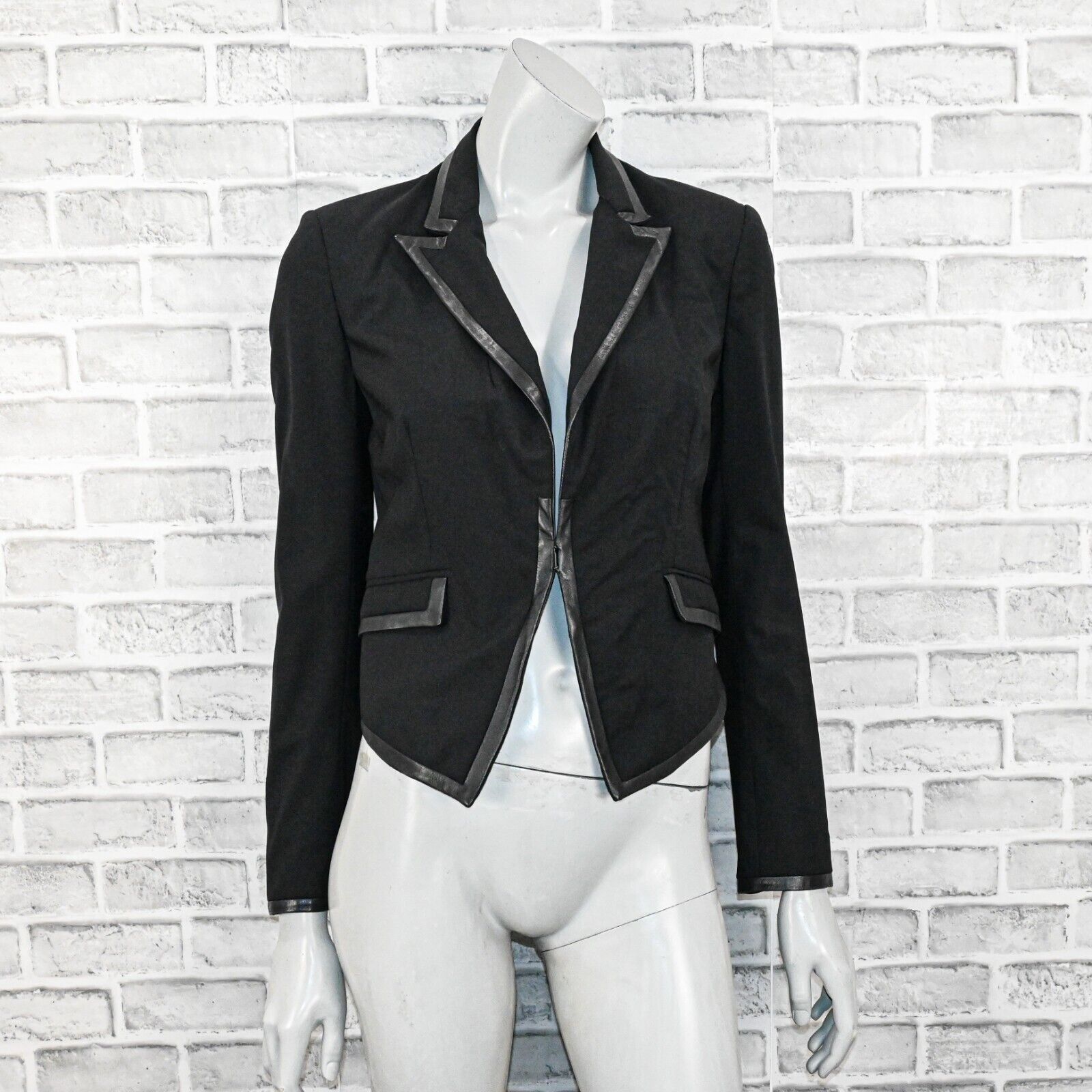 Rag & Bone Rag & Bone Women's Leather trim Woolk Blazer Jacket Cropped Size XS / US 0-2 / IT 36-38 - 5 Thumbnail