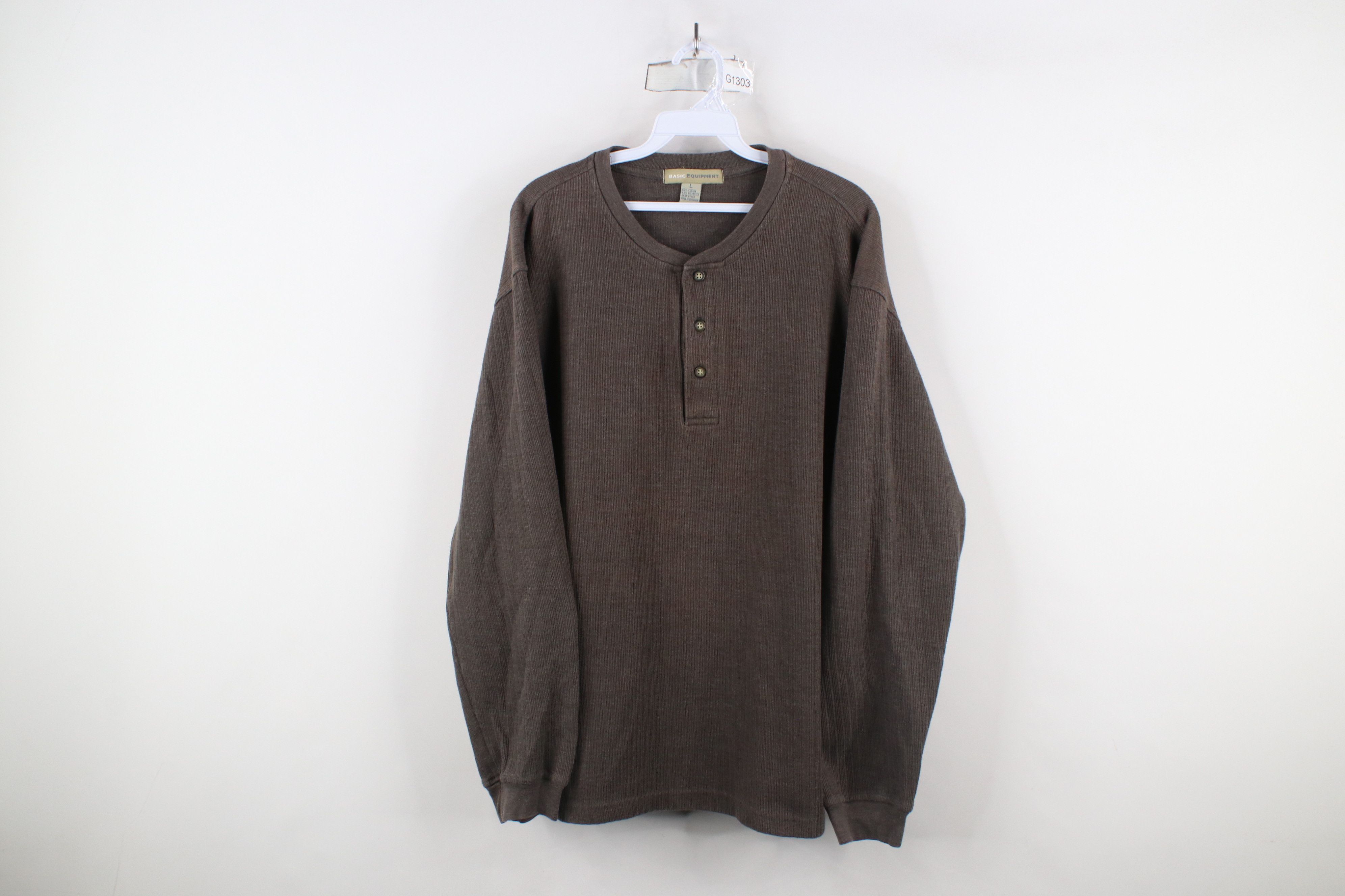 Vintage Vintage 90s Streetwear Knit Long Sleeve Henley T-Shirt Size US L / EU 52-54 / 3 - 1 Thumbnail