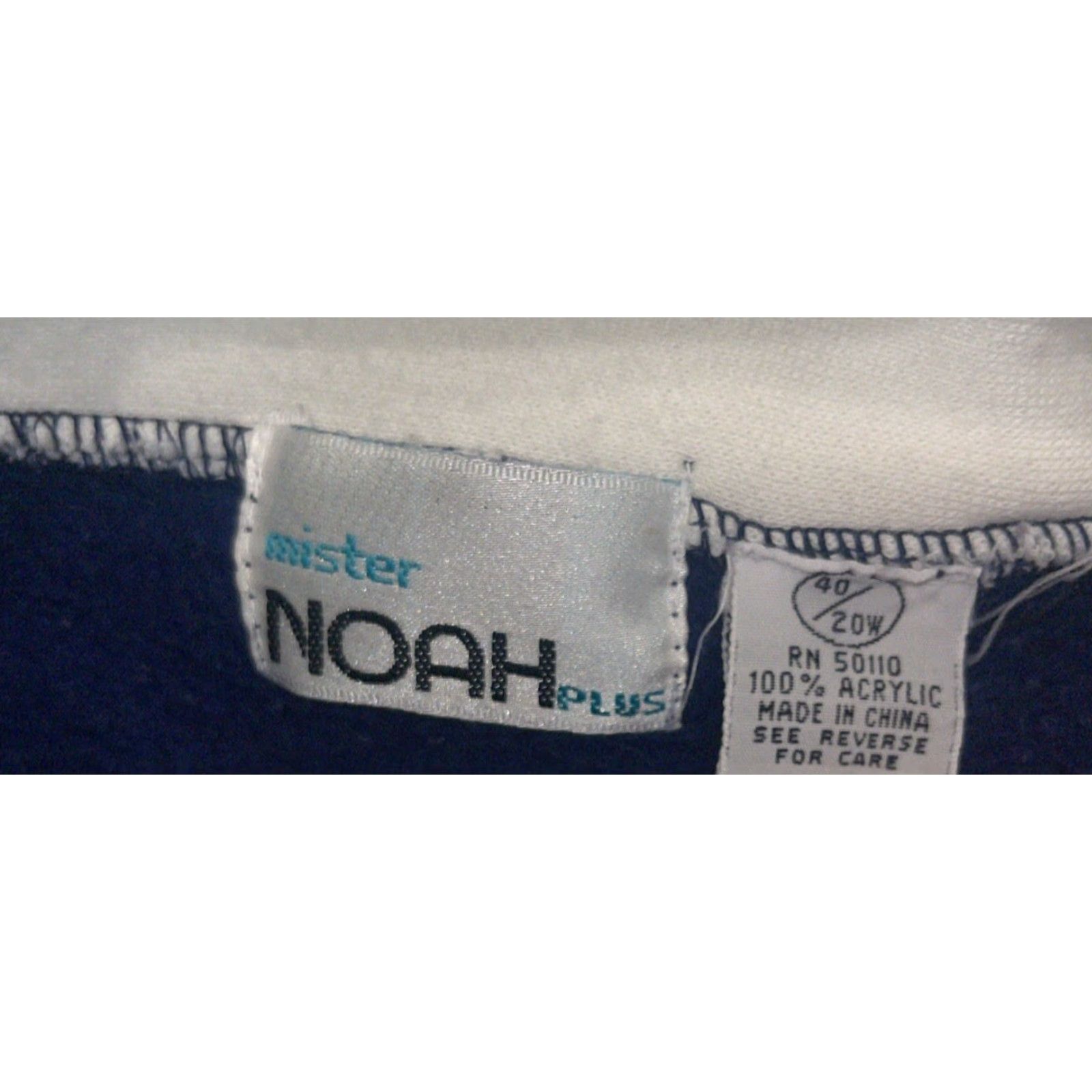 Noah VINTAGE Mister Noah Sweatshirt Women 20W Pullover Mock Neck Striped Nautical Athletic Classic Navy Blue Yellow White Pocket Snaps Fleece Lightweight Size 3XL / US 20-22 - 3 Thumbnail