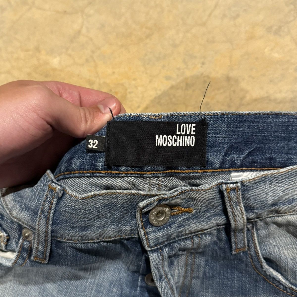 Moschino Love Moschino Patchwork Distressed Faded Jeans Grunge ERD Size US 31 - 9 Thumbnail