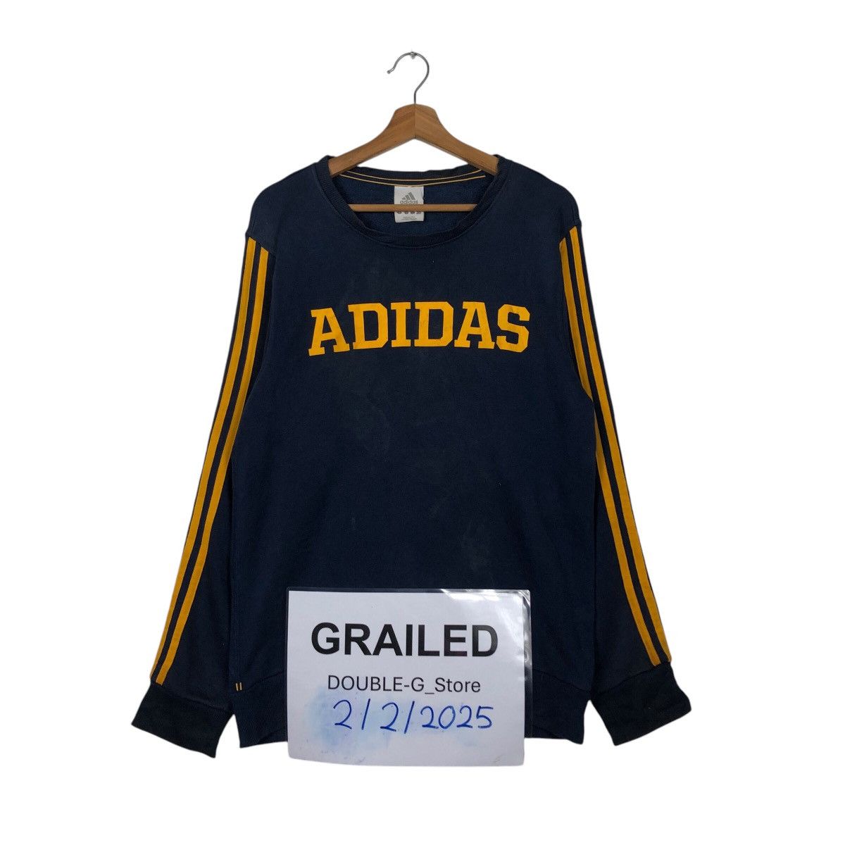 Adidas 📌Vintage Sweatshirt Adidas Striped Big Logo Spell Out Size US L / EU 52-54 / 3 - 1 Thumbnail