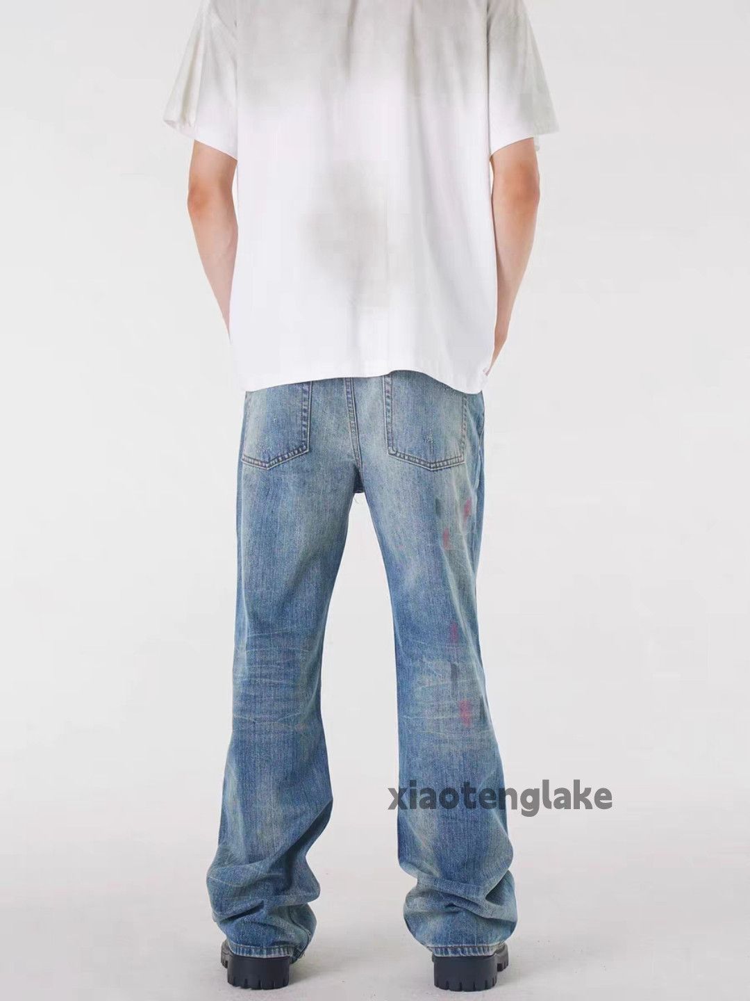 Jean × Vintage washed faded skate hiphop rusty paint stain jeans Size US 32 / EU 48 - 8 Thumbnail