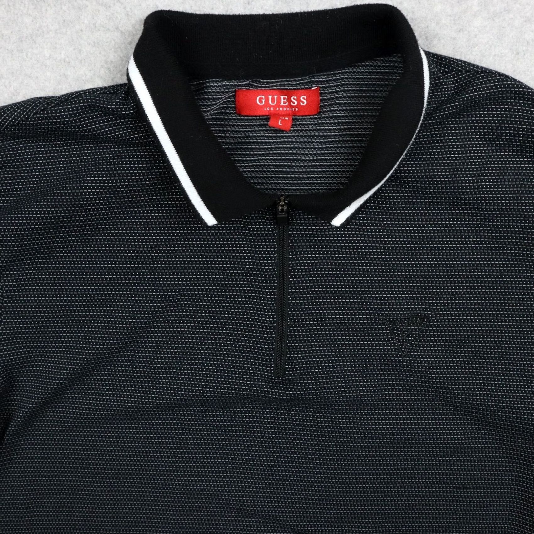 Guess GUESS Polo Shirt Mens Large 1/4 Zip Casual Knit Logo Black Pattern Short Sleeve Polo Size US L / EU 52-54 / 3 - 2 Thumbnail