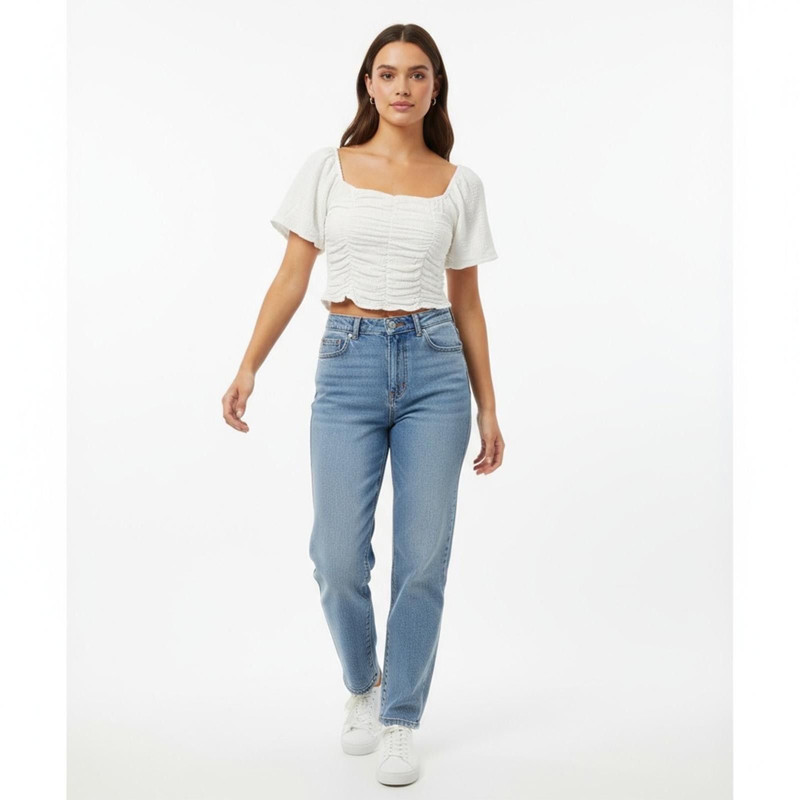 Other KIRIOJS Crop Top Small White Versatile Off-Shoulder Ruched Size S / US 4 / IT 40 - 1 Thumbnail