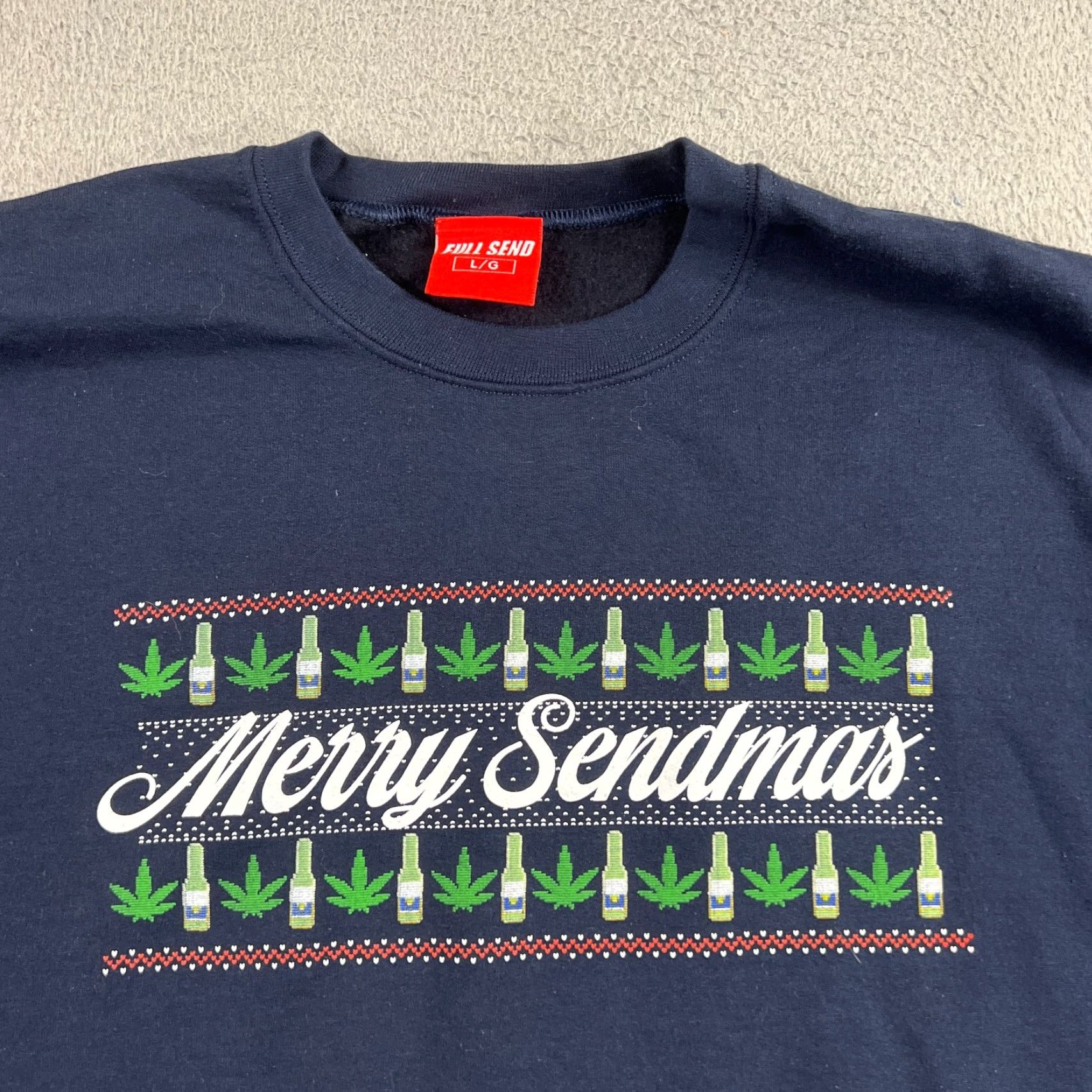 Vintage VINTAGE Full Send Christmas Sweatshirt Crewneck Pullover Mens Large Blue Merry Sendmas Size US L / EU 52-54 / 3 - 3 Thumbnail