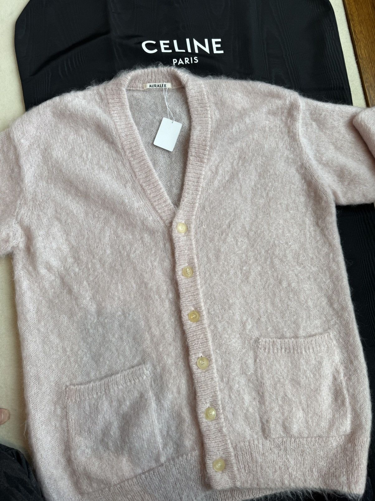 Auralee Grail Auralee pink Japan oversized pink cardigan 2 mohair Size US L / EU 52-54 / 3 - 21 Thumbnail