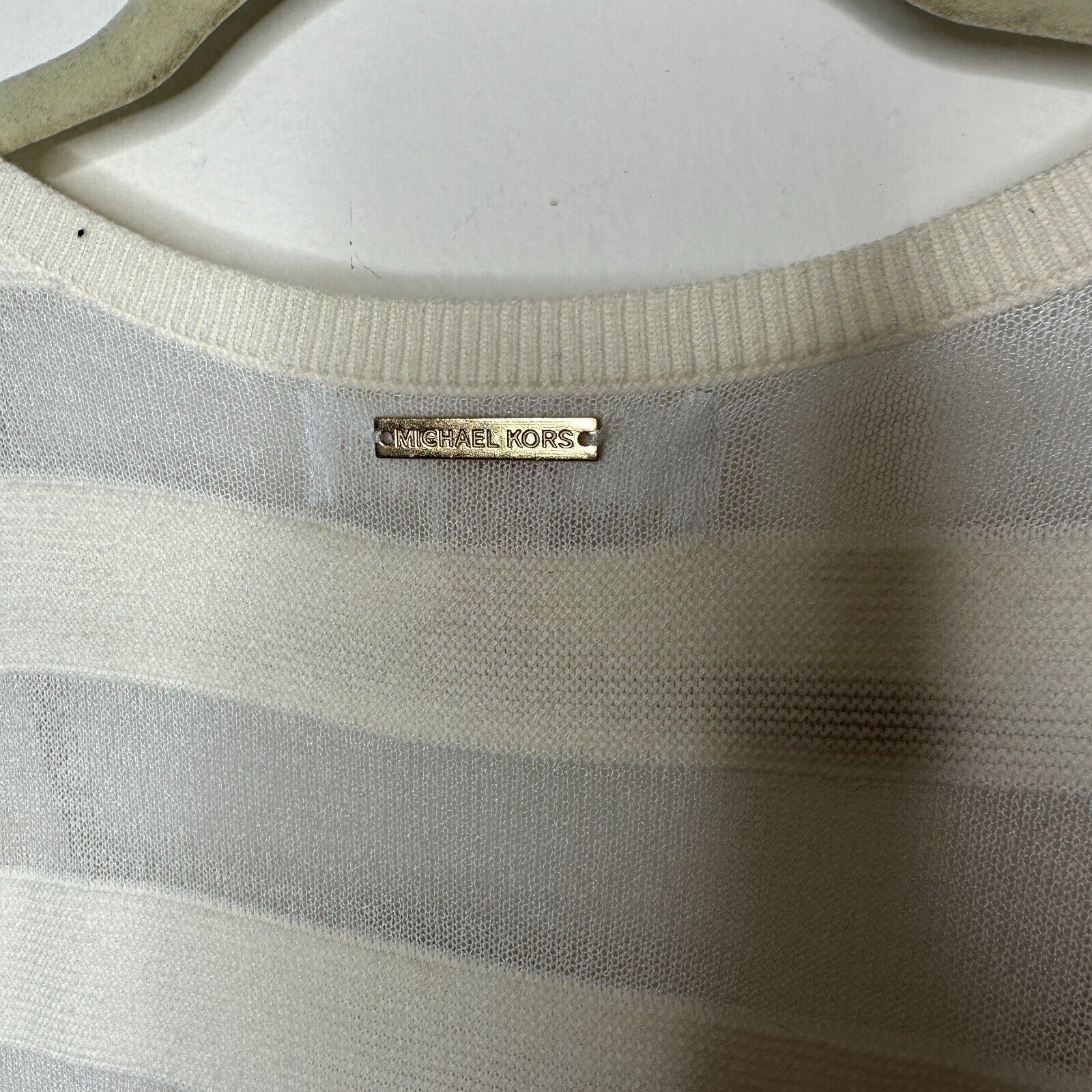 Michael Kors NWT Michael Kors Cream Sheer Stripes Scoop Neck Tank Top SM Size S / US 4 / IT 40 - 7 Thumbnail