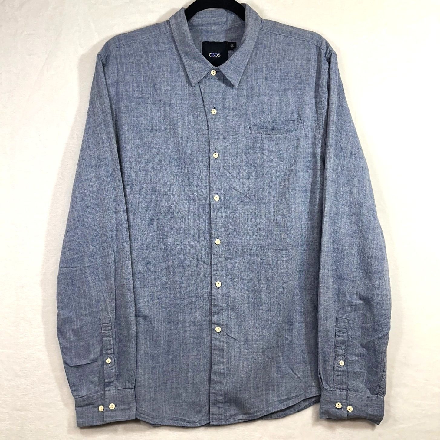 Asos ASOS XL Button Up Shirt Blue Chambray Casual Workwear Office Size US XL / EU 56 / 4 - 1 Thumbnail