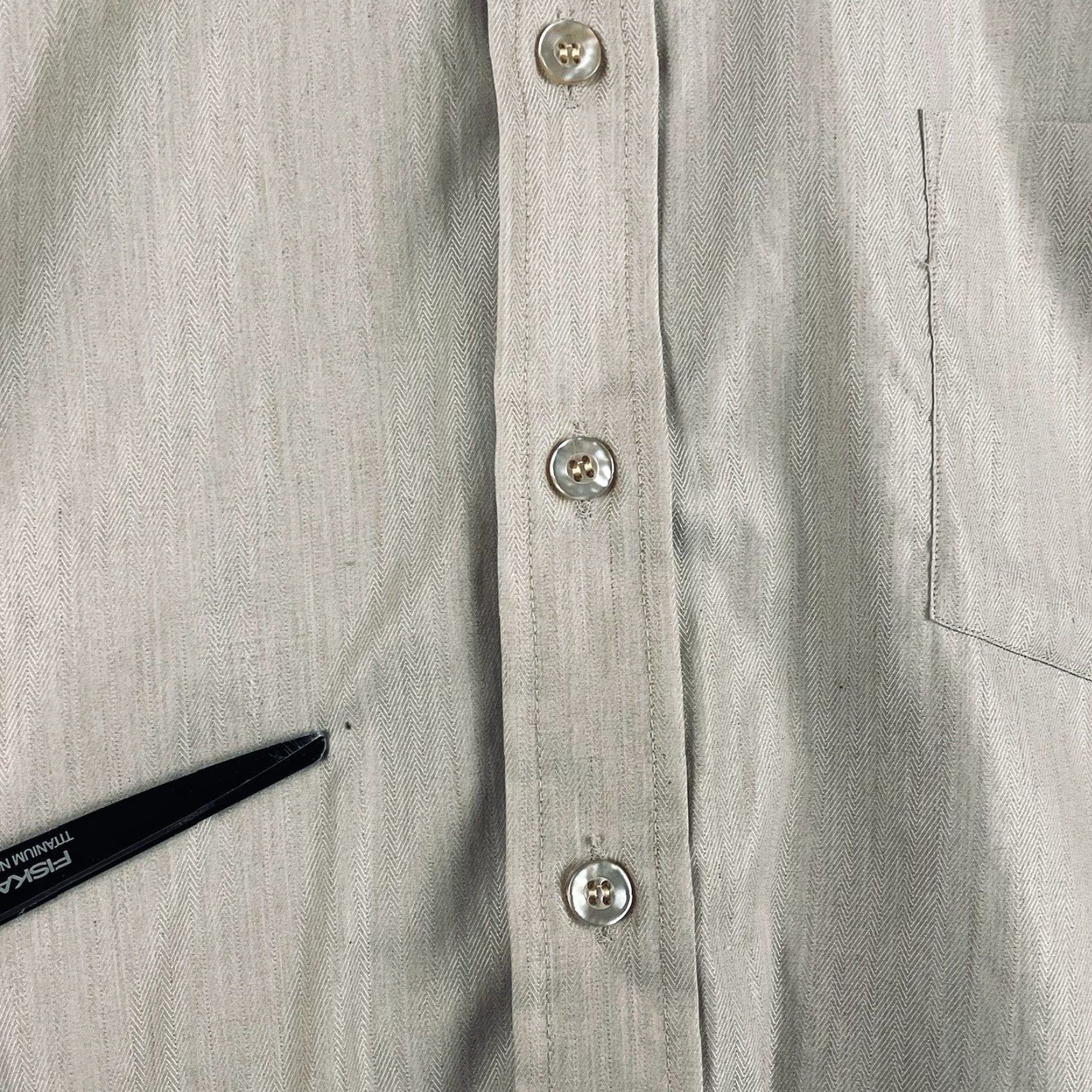Sears VINTAGE Sears Shirt Mens 16.5 Button Down Perma-Prest Herringbone Weave 70s T729 Size US XL / EU 56 / 4 - 7 Thumbnail