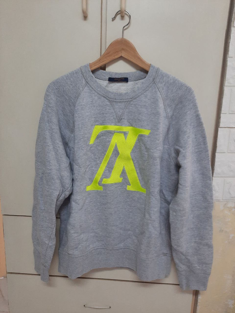 image of Louis Vuitton Upside Down Logo Sweatshirt in Grey, Men's (Size Large)