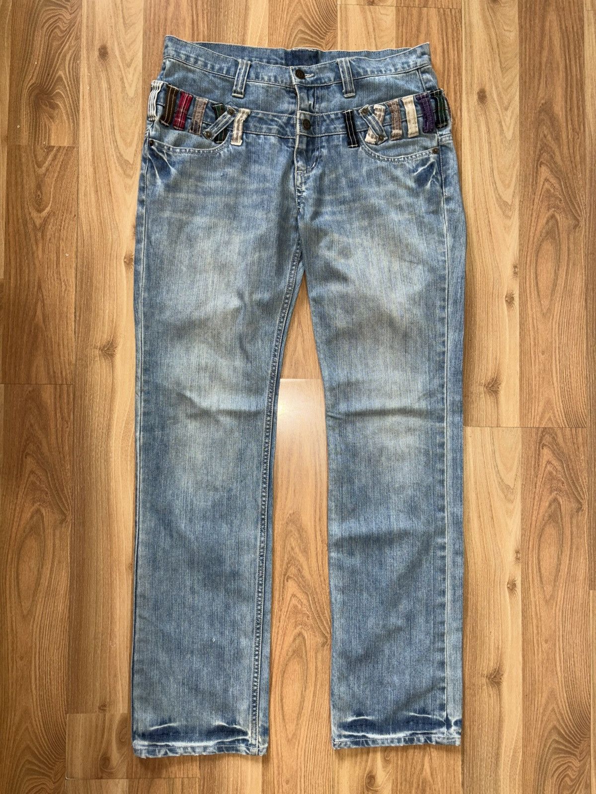 Japanese Brand RAGEBLUE Japanese Streetwear Double Waisted Belt Loop Jeans Size US 32 / EU 48 - 1 Thumbnail
