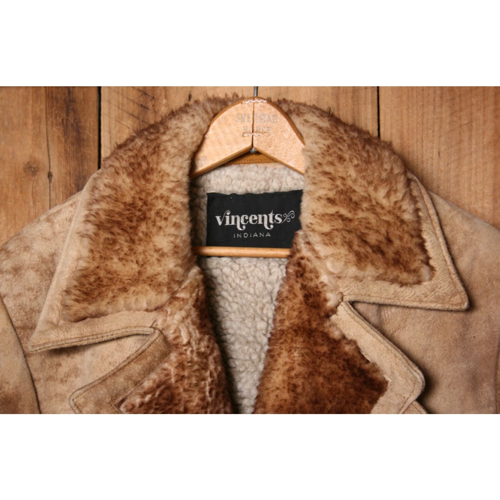 Vintage VINTAGE Vincents Sheepskin Suede Sherpa Lined Coat Men M Light Brown Wool Fur Western Button Wool Fur Collar 90s Mens Size US M / EU 48-50 / 2 - 2 Thumbnail