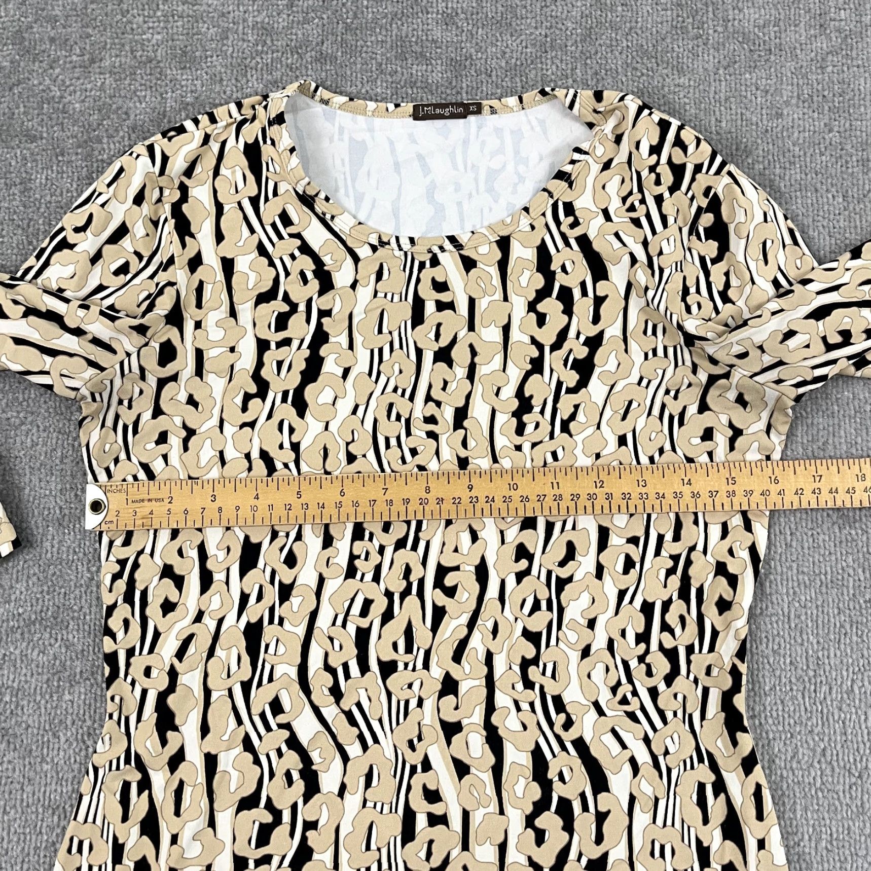 J.McLaughlin VINTAGE J. McLaughlin Blouse Top Women XS Brown Animal Print Catalina 3/4 Sleeve Size XS / US 0-2 / IT 36-38 - 5 Thumbnail