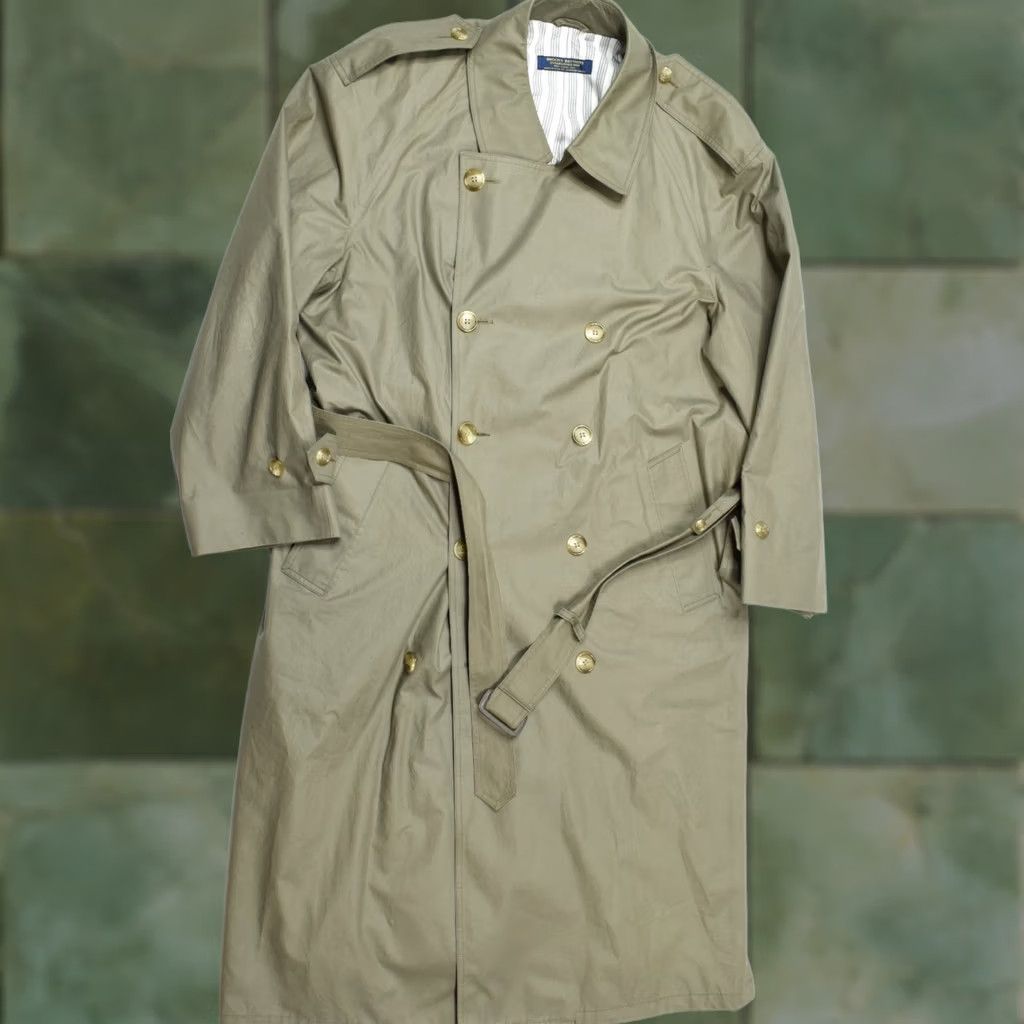 Brooks Brothers VINTAGE Brooks Brothers Coat Overcoat Mens 46 Brown Khaki Cotton Belted Coat Size US S / EU 44-46 / 1 - 1 Thumbnail