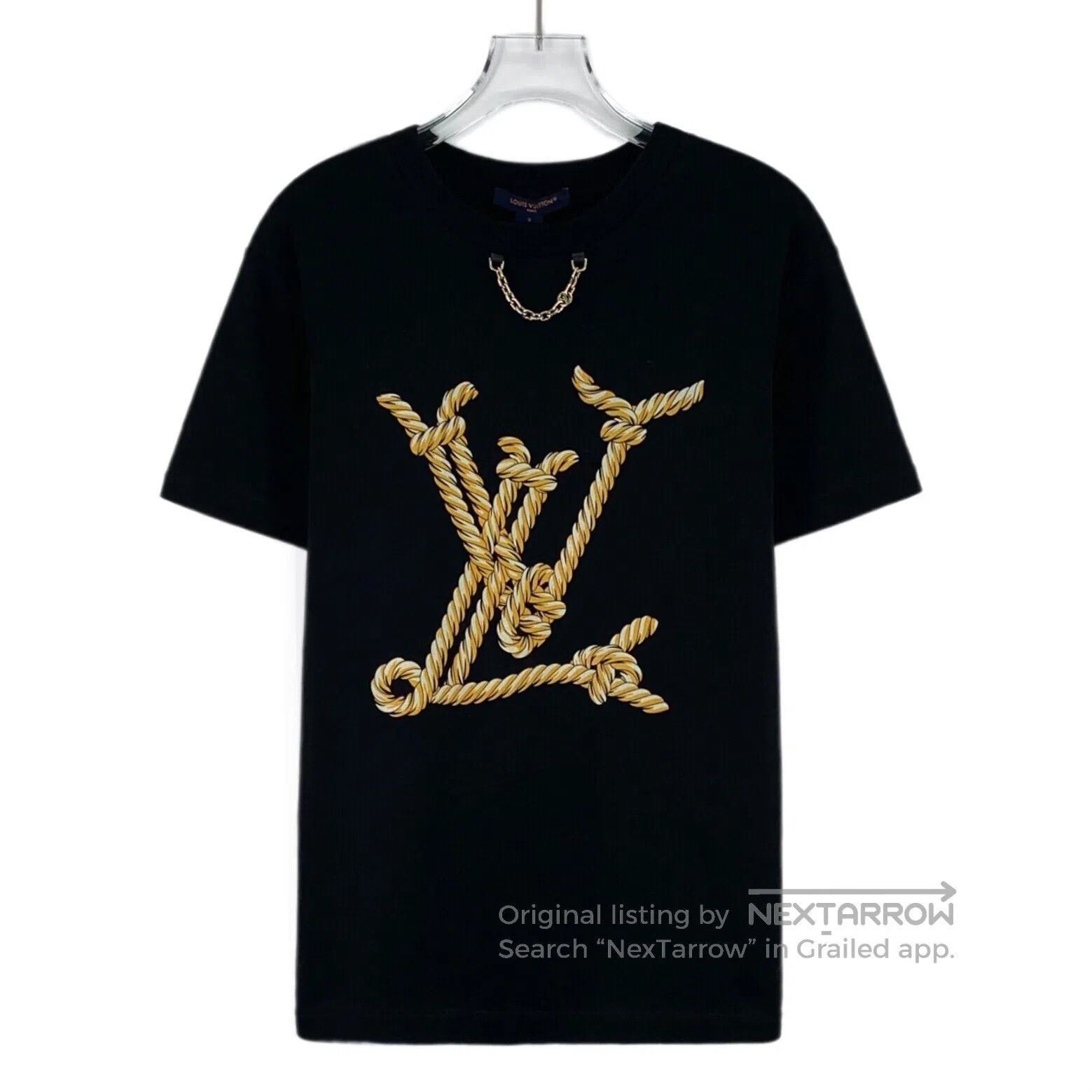 Louis Vuitton Louis Vuitton Black logo printed cotton crew neck short-sl Size US S / EU 44-46 / 1 - 1 Thumbnail