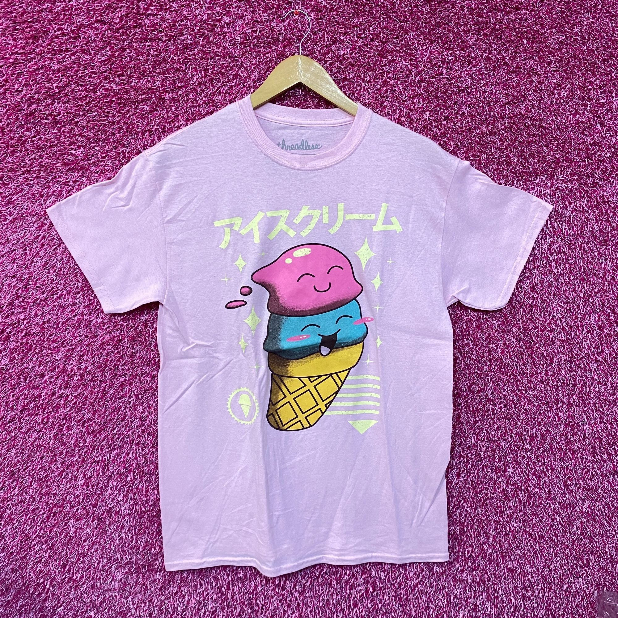 Threadless Kawaii ice cream pink Tshirt size medium Size US M / EU 48-50 / 2 - 1 Thumbnail