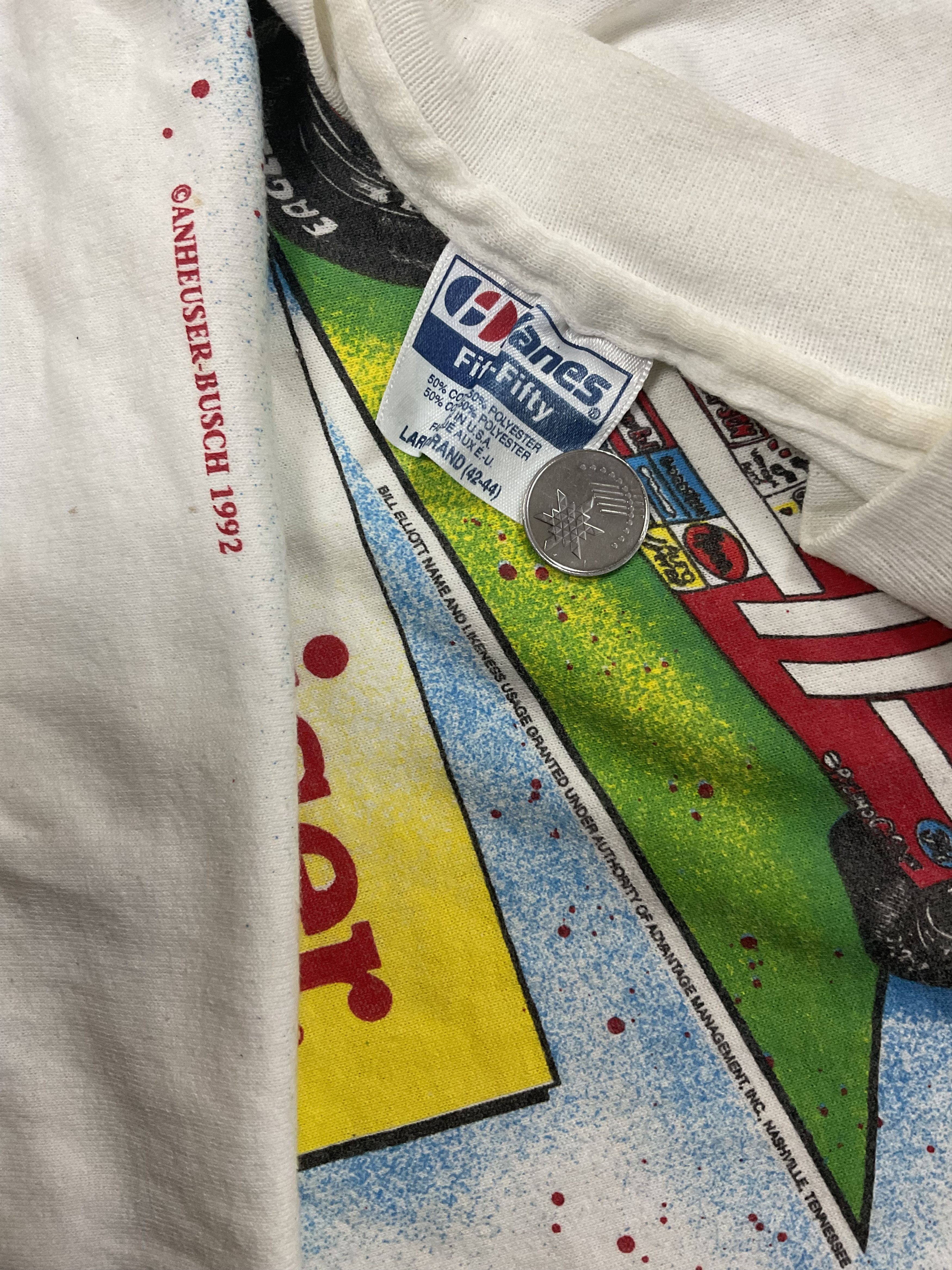 NASCAR Vintage 1992 Bill Elliott Budweiser T-Shirt Nascar Racing Size US L / EU 52-54 / 3 - 4 Thumbnail