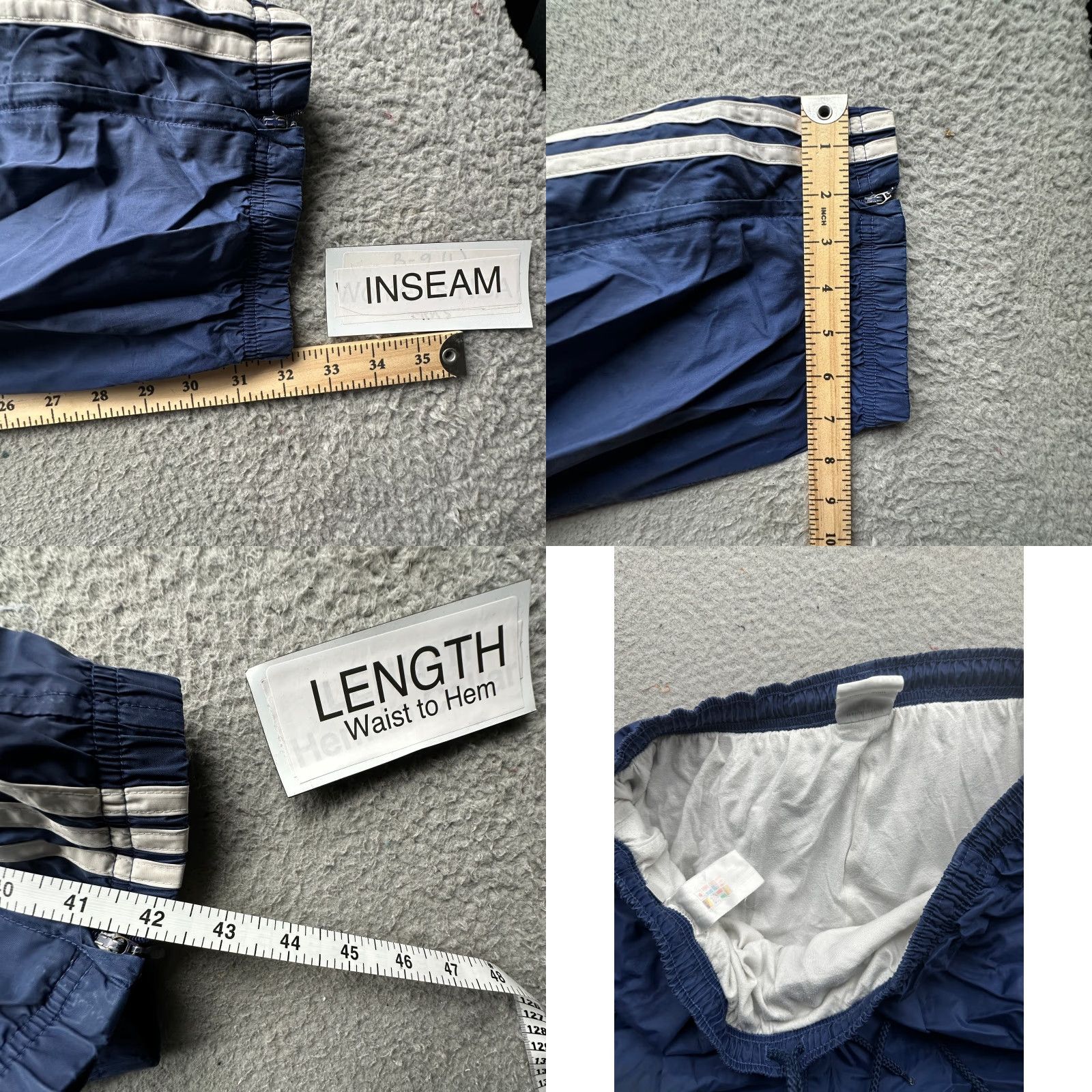 Adidas VINTAGE Adidas Windbreaker Pants Mens Large Blue Lined Ankle Zip Jogger Navy Striped Y2K Sports Wide Zip Pocketed Size US 32 / EU 48 - 8 Thumbnail