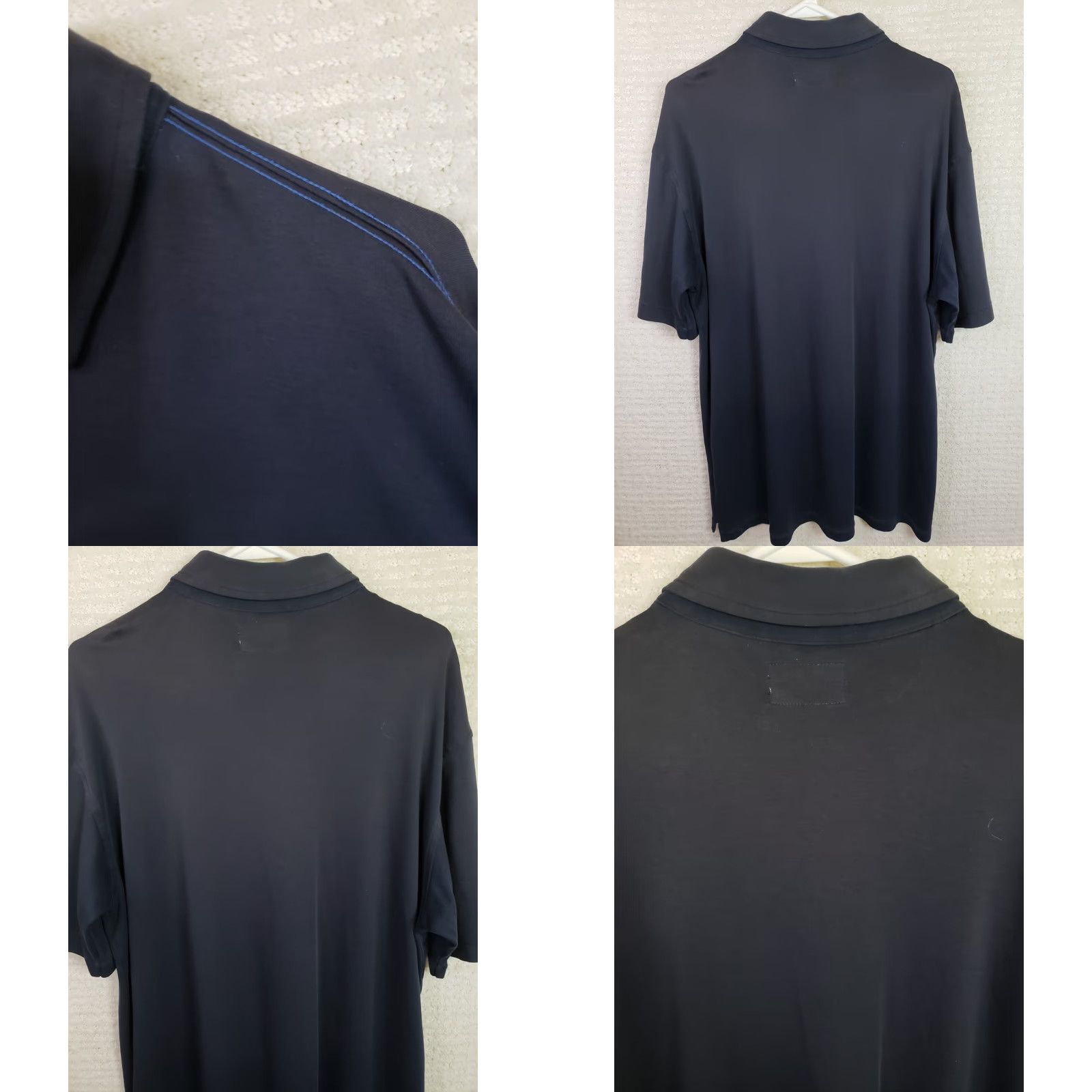 Vintage Linksoul Polo Shirt Mens XL Navy Blue Golf Button Down Collar No Iron Graphic Print Embroidered Logo Chest Personalization Size US XL / EU 56 / 4 - 8 Thumbnail