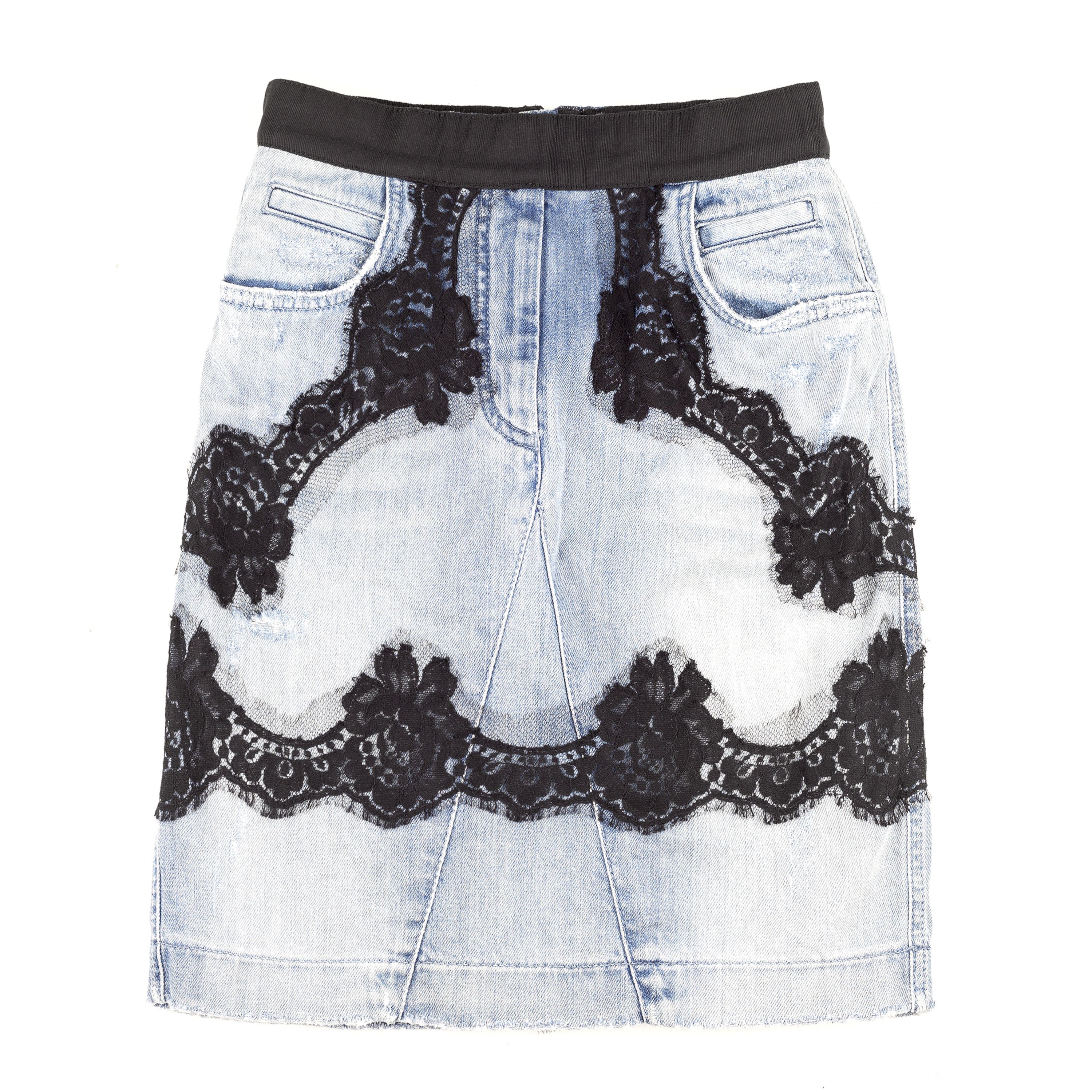 Dolce & Gabbana Dolce & Gabbana Vintage Midi Light Denim Skirt (XS) Size 25" / US 0 / IT 36 - 1 Thumbnail