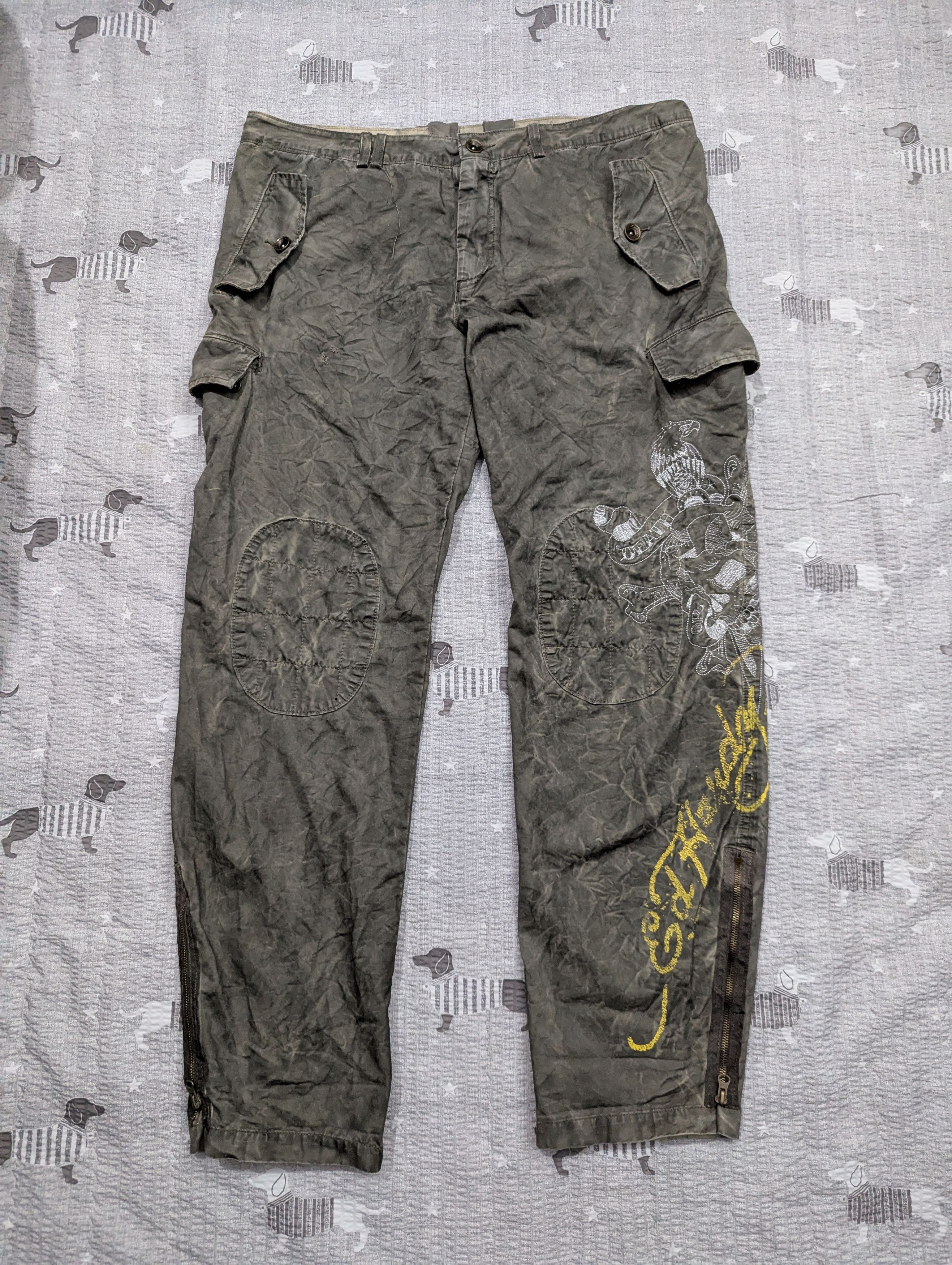 Christian Audigier × Ed Hardy Ed Hardy cargo zip baggy wide pants Size US 38 / EU 54 - 1 Thumbnail
