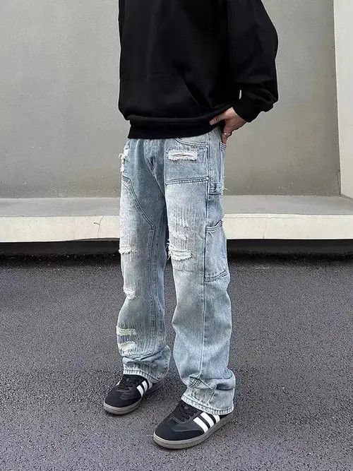 Japanese Brand × Jean Street washed ripped ripped hip hop jeans Size US 32 / EU 48 - 2 Thumbnail