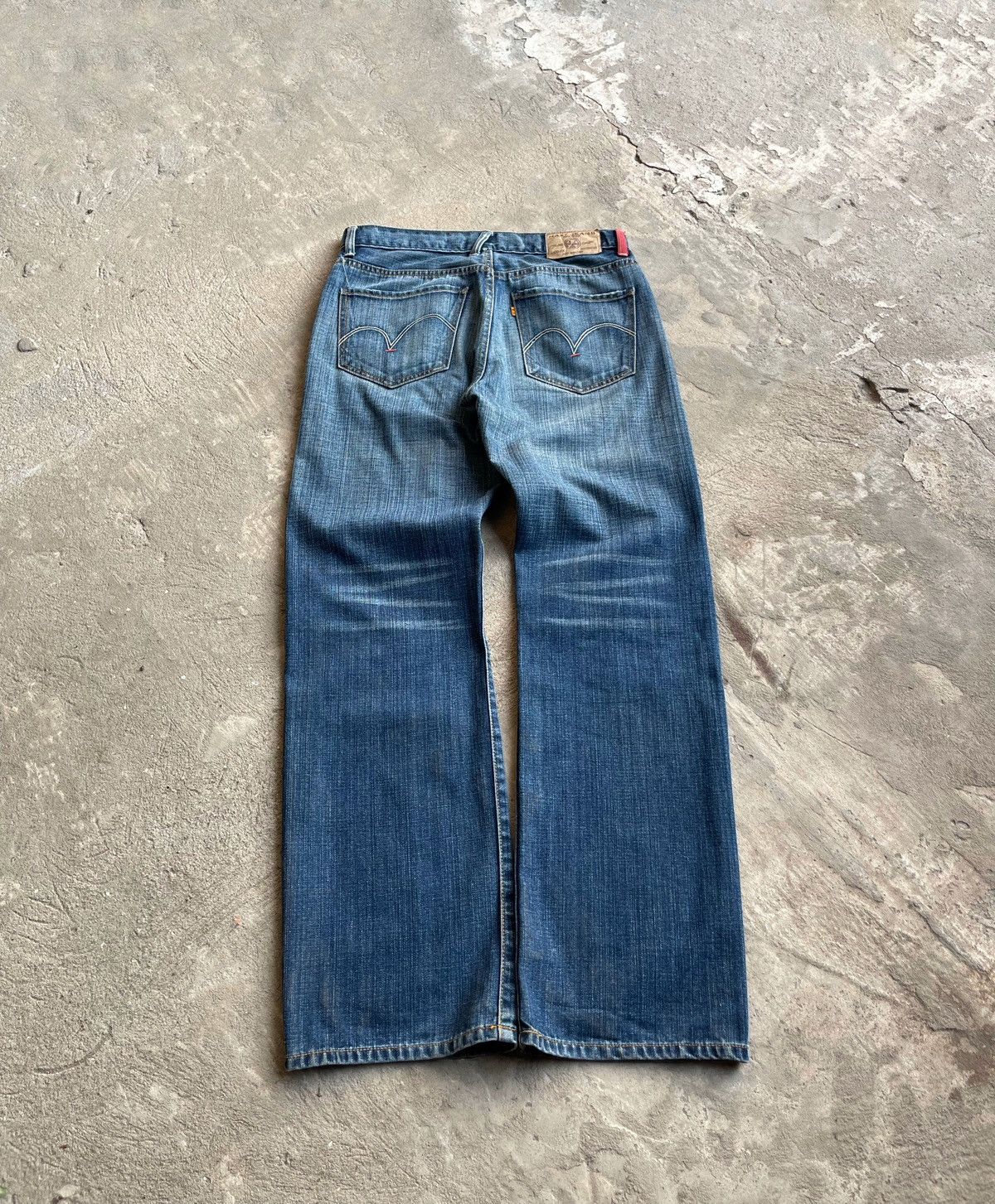 Japanese Brand Vintage Flared Jeans Faded Mud Washed Y2K Avant Garde Baggy Size US 32 / EU 48 - 6 Thumbnail