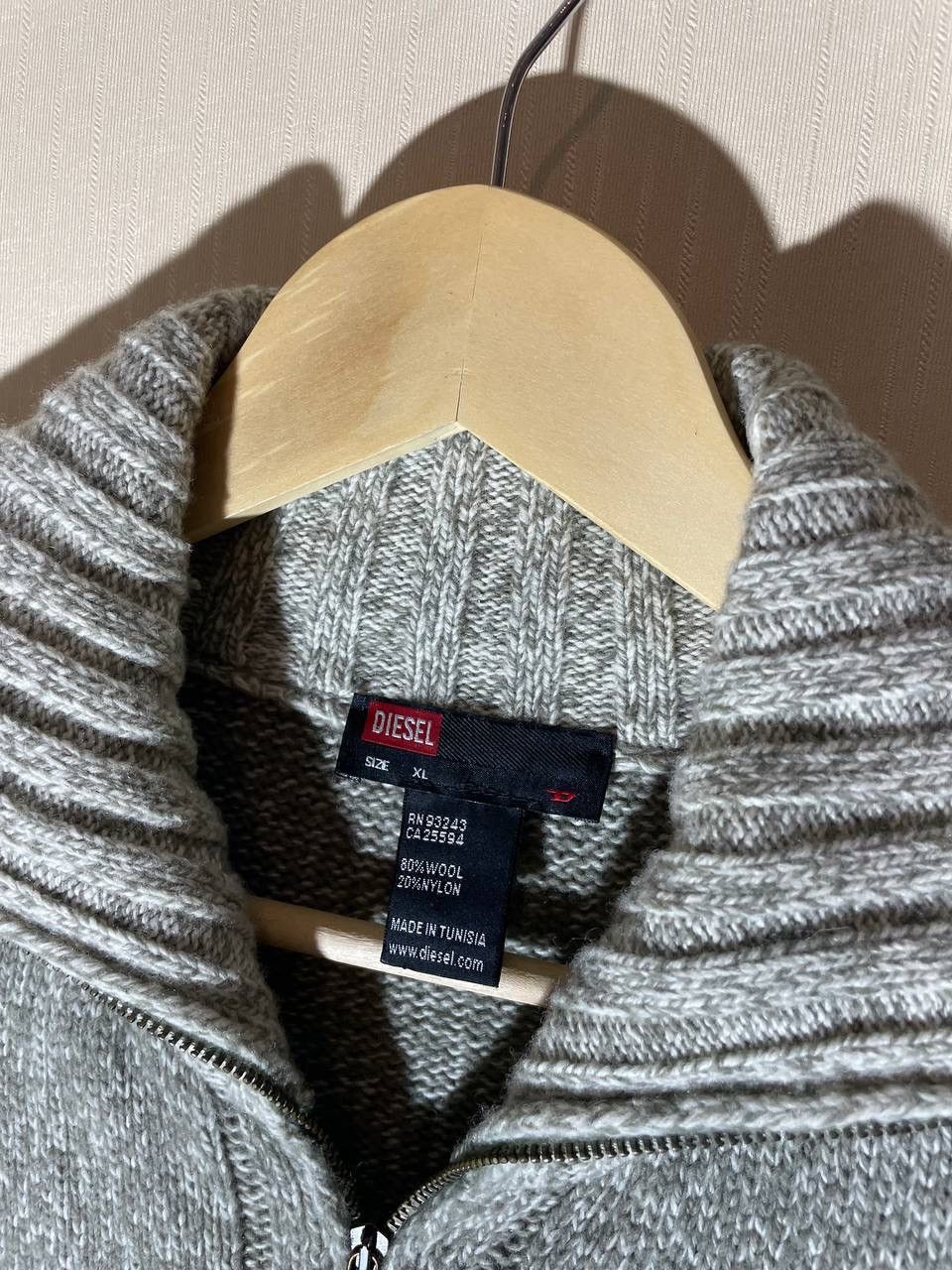Diesel × Vintage Diesel Vintage Logo Wool Zip Up Sweater Size US XL / EU 56 / 4 - 4 Thumbnail