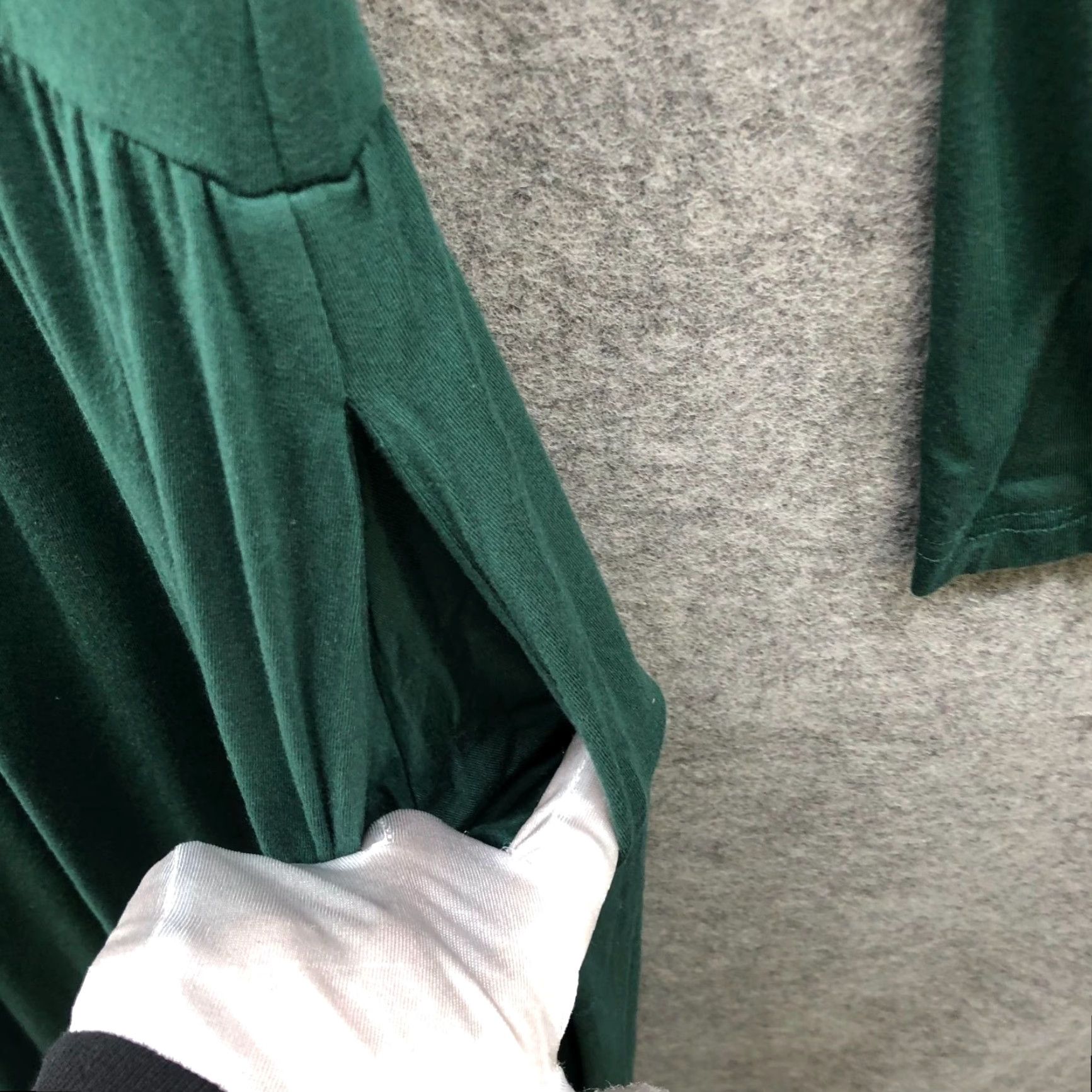 Vintage Zesica Dress Womens L Forest Green Jersey Knit Maxi A-Line Long Sleeve Pullover Crew Neck Pockets Ruffle Holiday Casual Winter Spring Fall Size L / US 10 / IT 46 - 3 Thumbnail