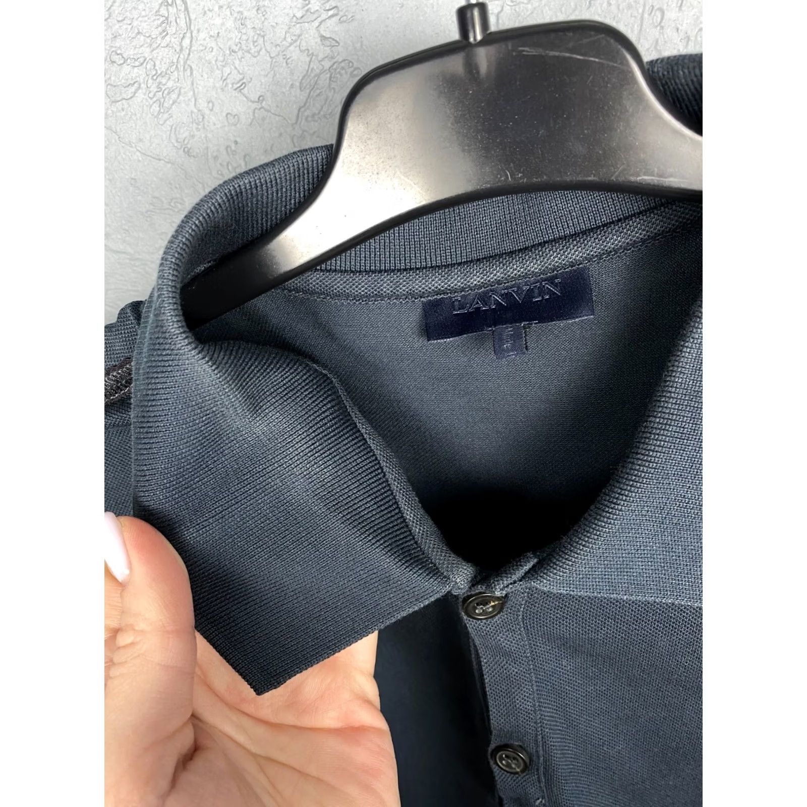 Lanvin Lanvin Mens Polo Shirt Size M Blue Vintage Solid Short Sleeve Polo Mens Size US M / EU 48-50 / 2 - 7 Thumbnail