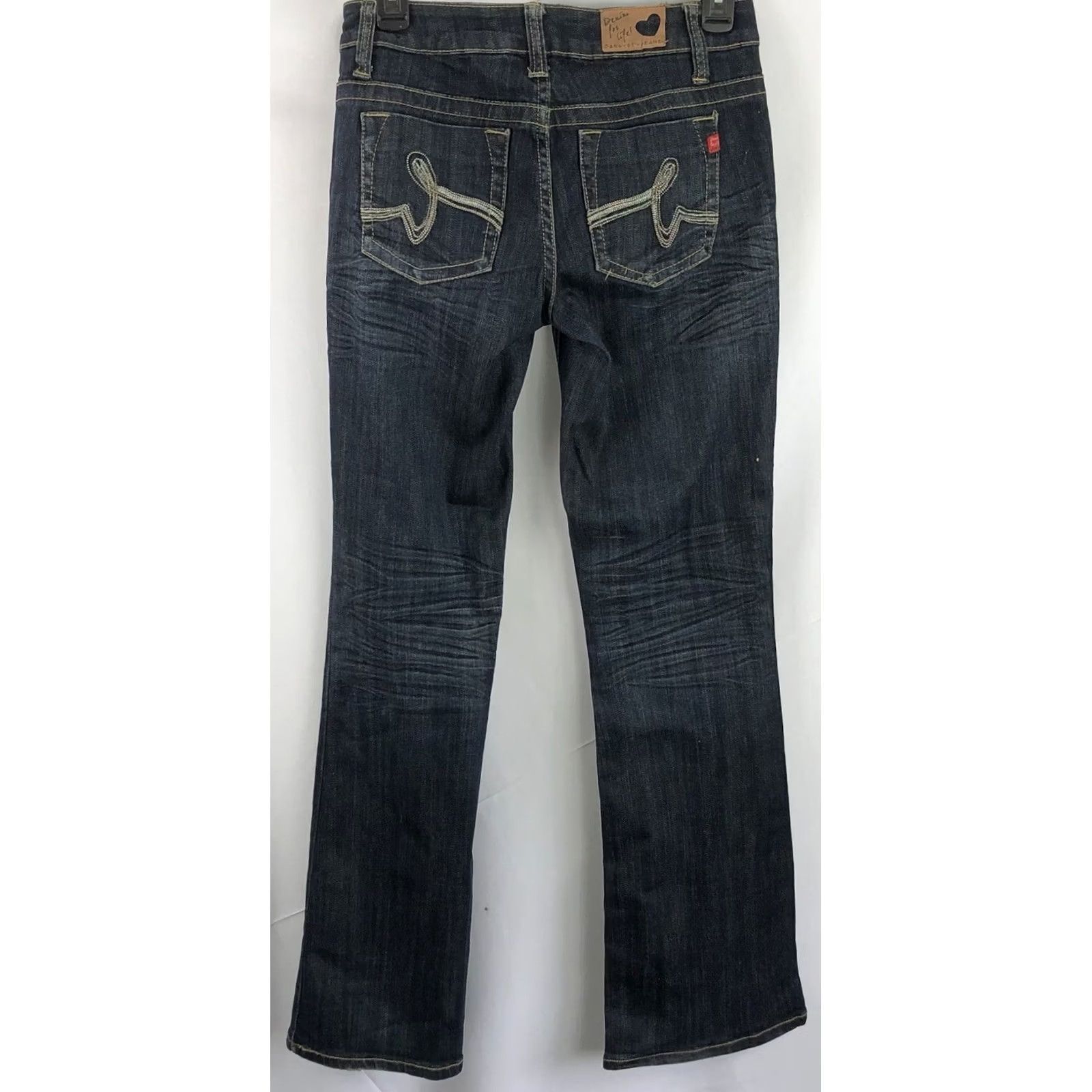 Denime VINTAGE Zana Di Blue Jeans 7 Jrs Dark Denim 28”W 31”In Beaded Flare Low Rise Y2K 90s Jeans Womens Juniors 7 Size 28" / US 6 / IT 42 - 2 Thumbnail