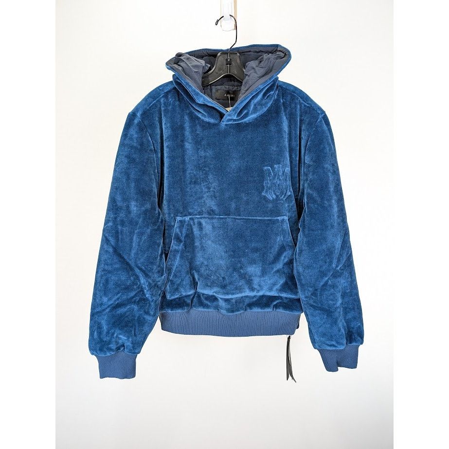 Amiri o1rshd1 Velour Hoodie in Blue Size US M / EU 48-50 / 2 - 1 Thumbnail
