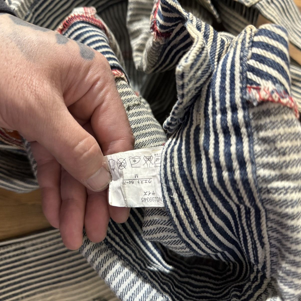 Japanese Brand × Vintage Japanese Vintage Striped Distressed Denim Jumpsuit (M) Size US 30 / EU 46 - 11 Thumbnail