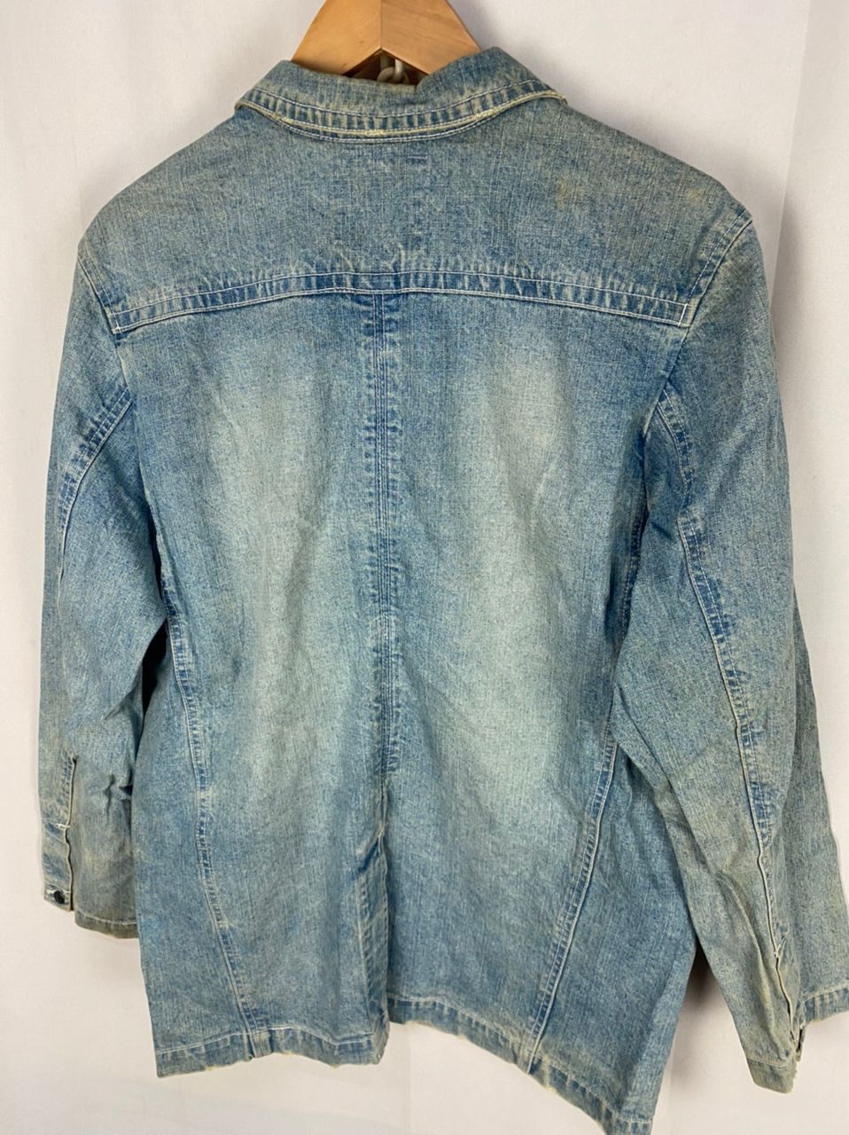 Vintage big shark jeans button up distressed jacket