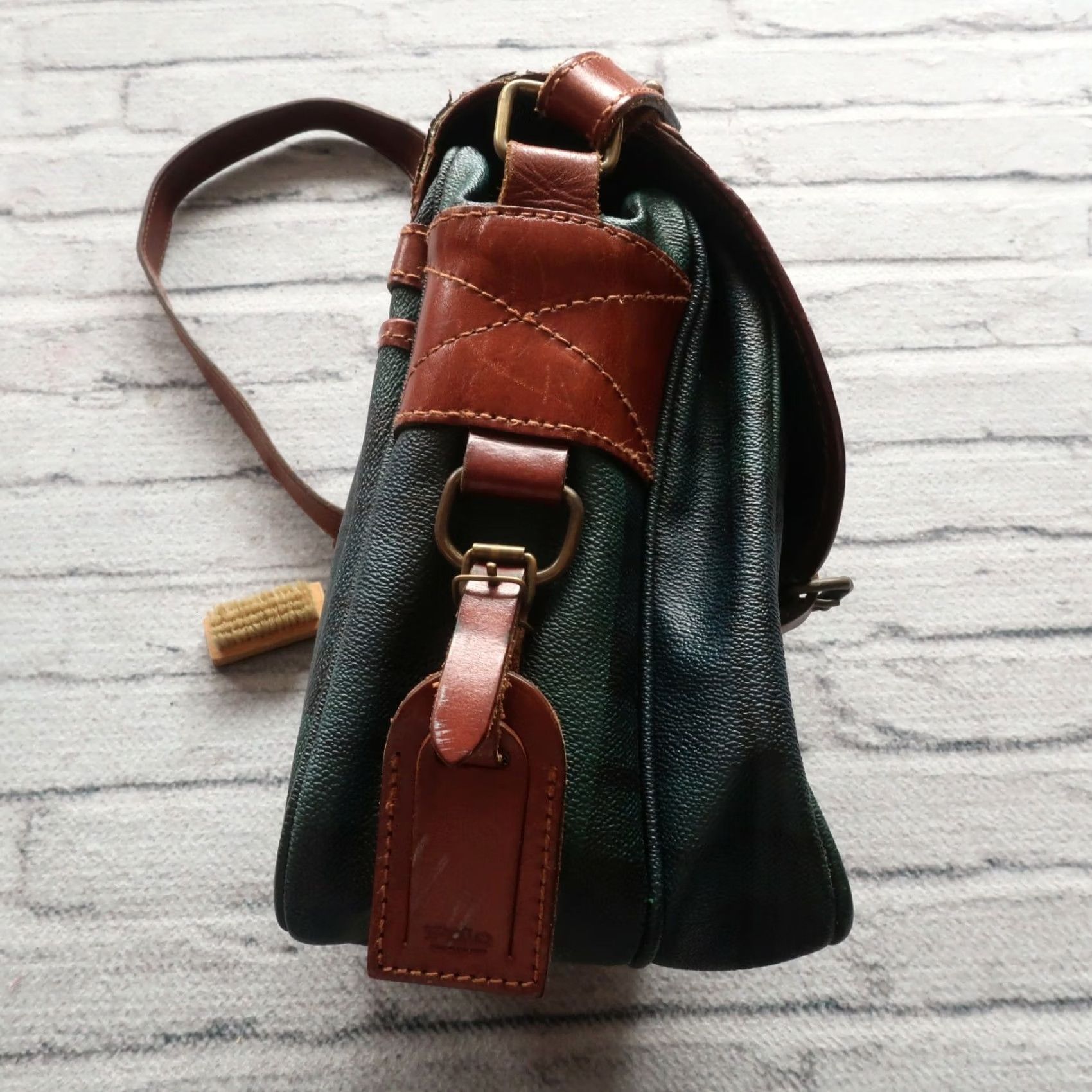 Polo Ralph Lauren Vintage Polo Ralph Lauren Blackwatch Messenger Purse Shoulder Bag Purse Women Leather Navy Green Pattern Blackwatch Large Size ONE SIZE - 6 Thumbnail