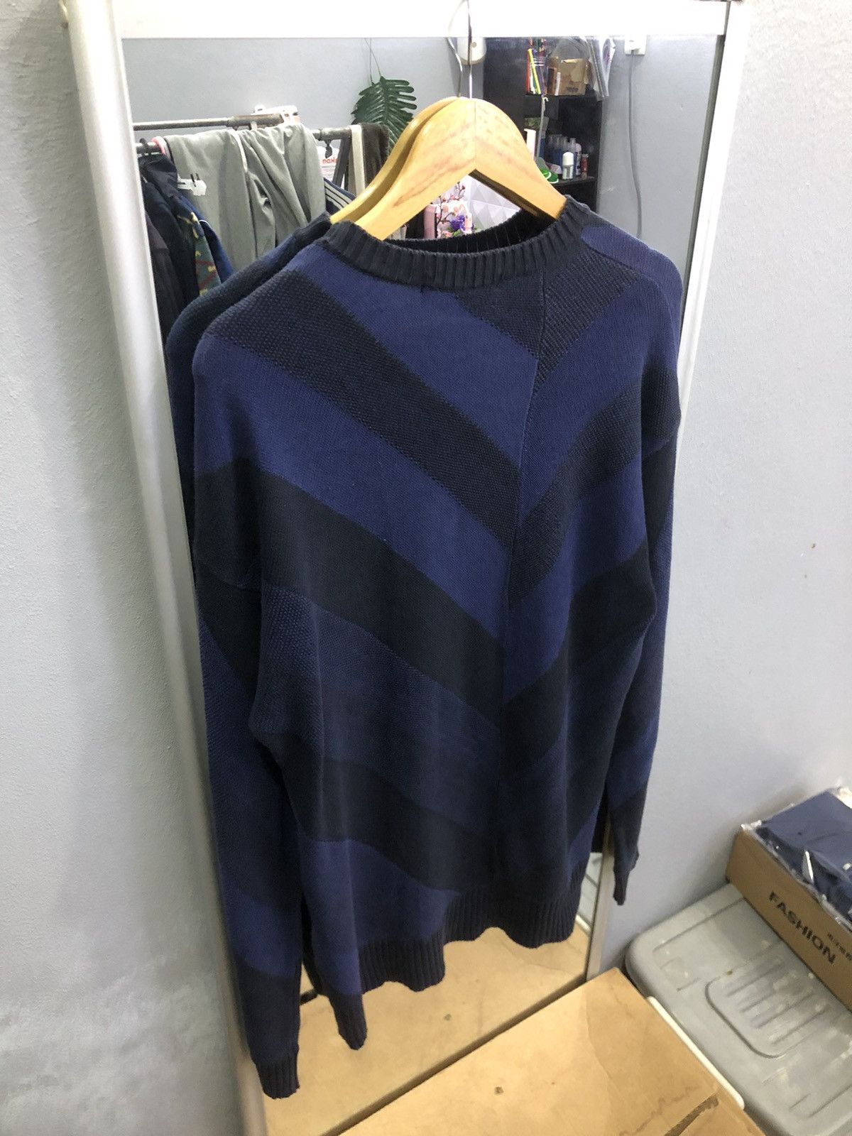 GOSTAR DE FUGA FUGA Navy Geometric Drop-Shoulder Knit Sweater Size US L / EU 52-54 / 3 - 14 Thumbnail