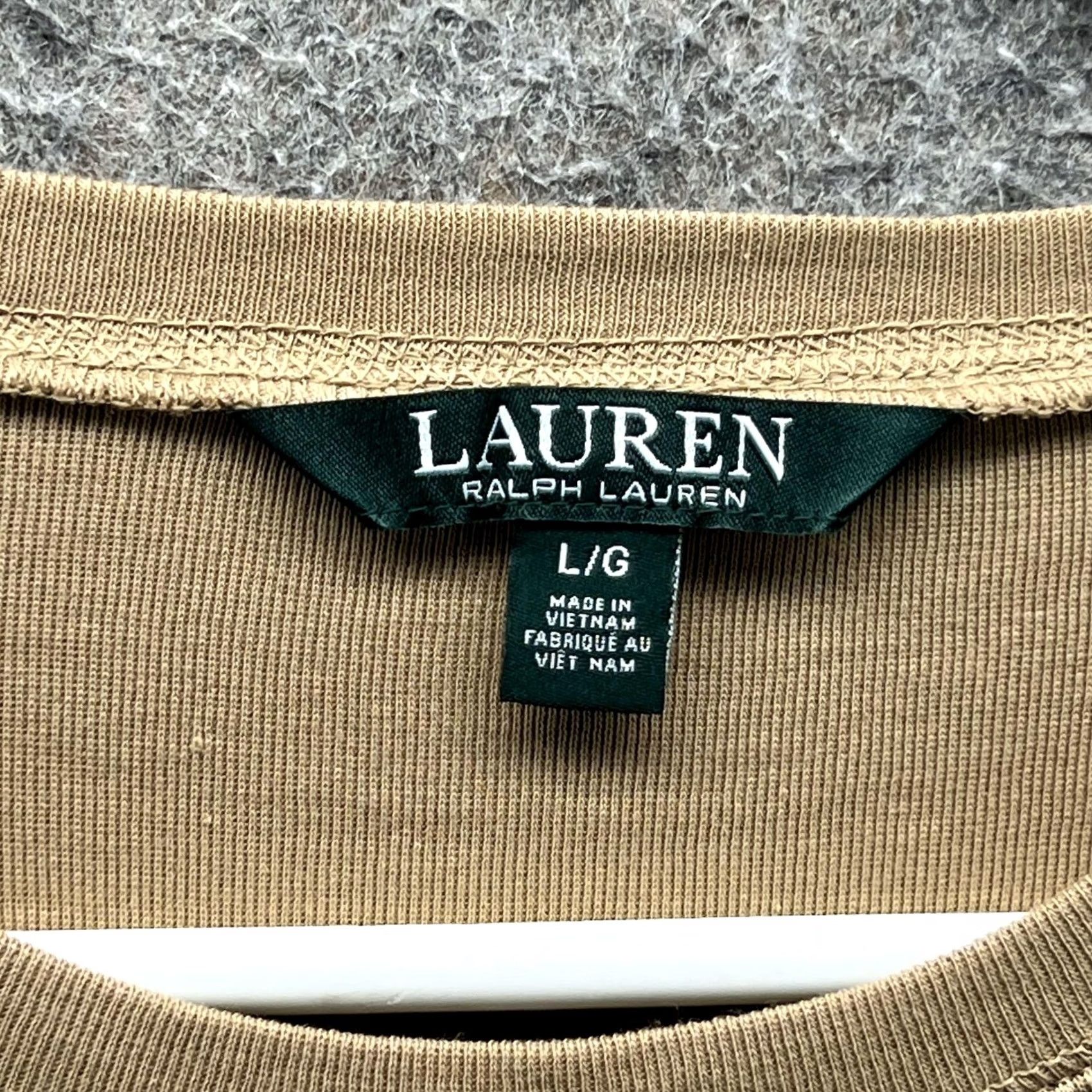 Ralph Lauren Lauren Ralph Lauren Shirt Womens Large Beige Zip Shoulder Long Sleeve Knit Top Size L / US 10 / IT 46 - 7 Thumbnail