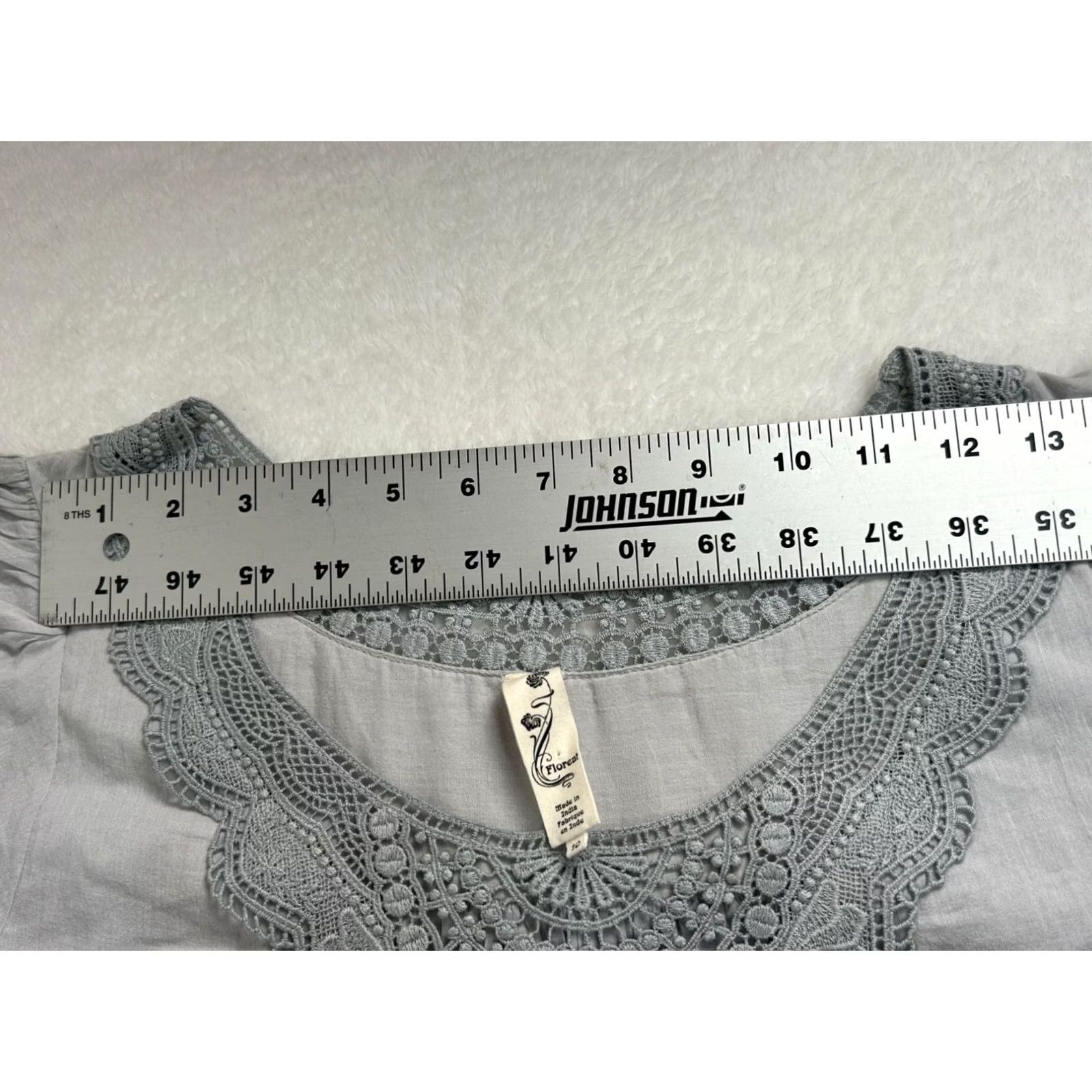 Vintage Floreat Womens Gray Embroidered Tiered Top Size 10 Short Sleeve Boho Casual Shirt Womens Size L / US 10 / IT 46 - 7 Thumbnail