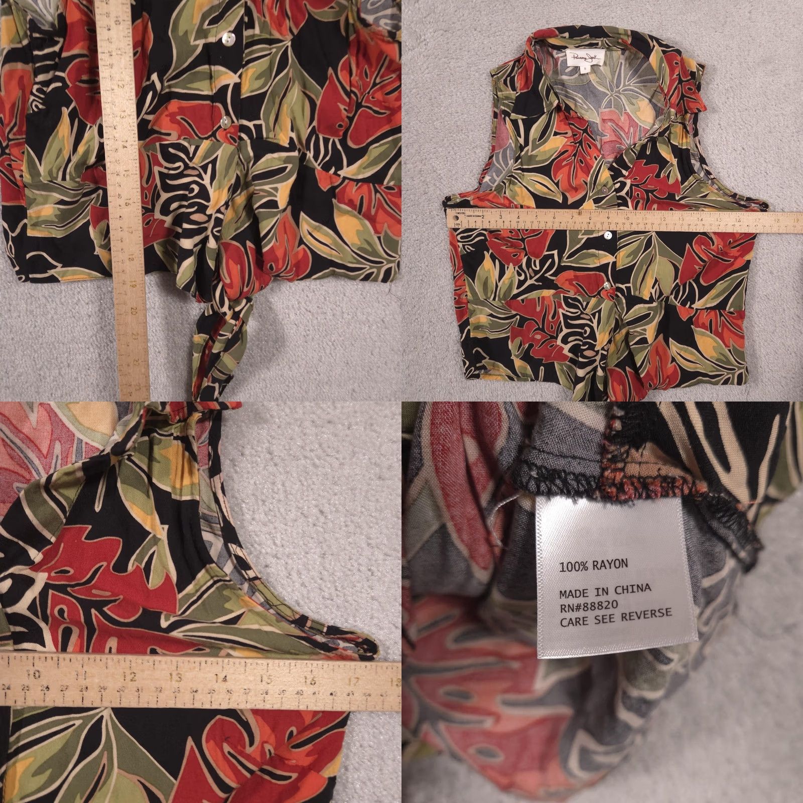 Panama Jack Panama Jack Shirt Womens Small Multicolor Floral Tie Front Hawaiian Cropped Top Size S / US 4 / IT 40 - 8 Thumbnail