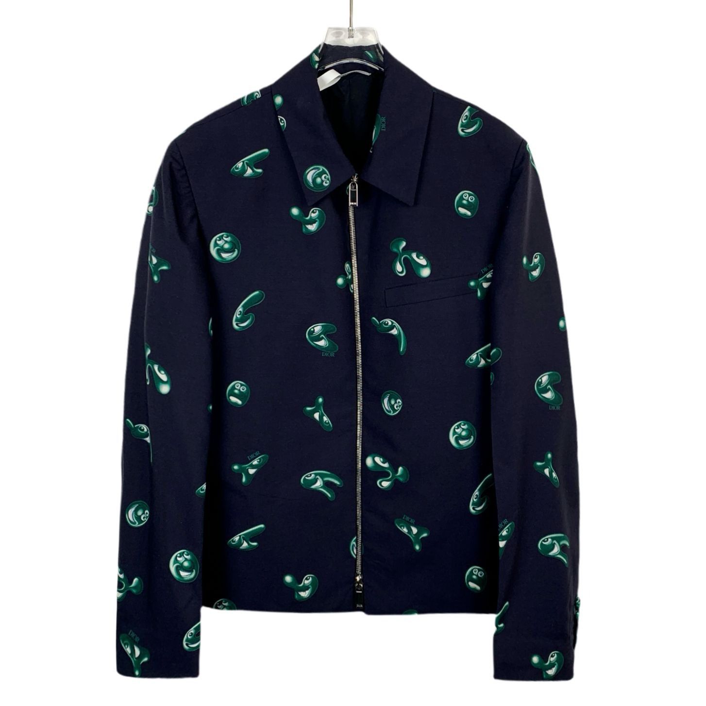 Dior Dior x Kenny Scharf Navy Logo Print Zip Wool Jacket (Size 46 Size US S / EU 44-46 / 1 - 1 Thumbnail