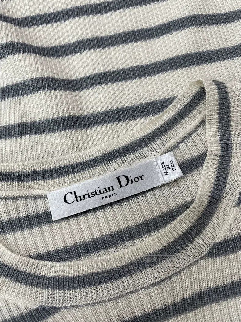 Dior Dior Greyish-white little bee logo striped long sleeves Size S / US 4 / IT 40 - 4 Thumbnail