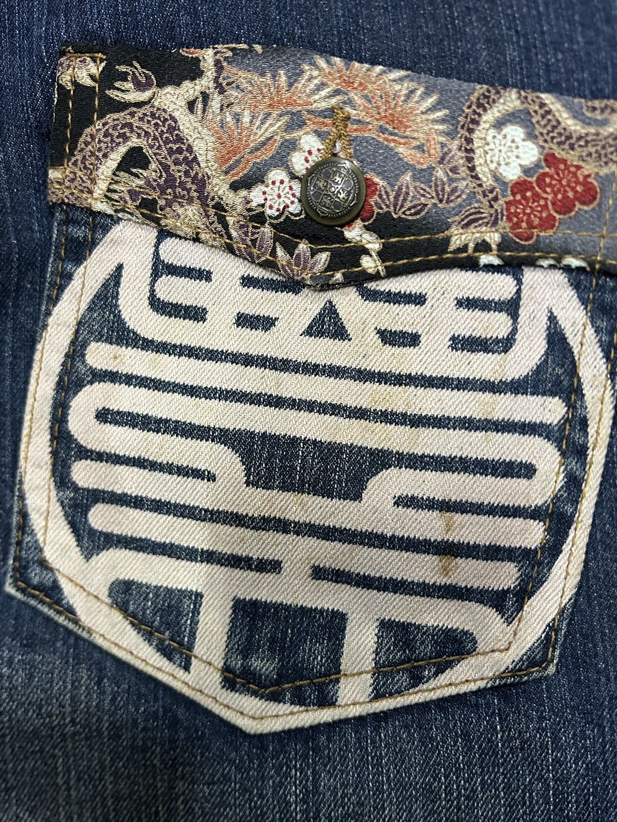 Japanese Brand Vintage Buden Karakuri Sukajan Dragon Baggy Jeans Size US 34 / EU 50 - 10 Thumbnail